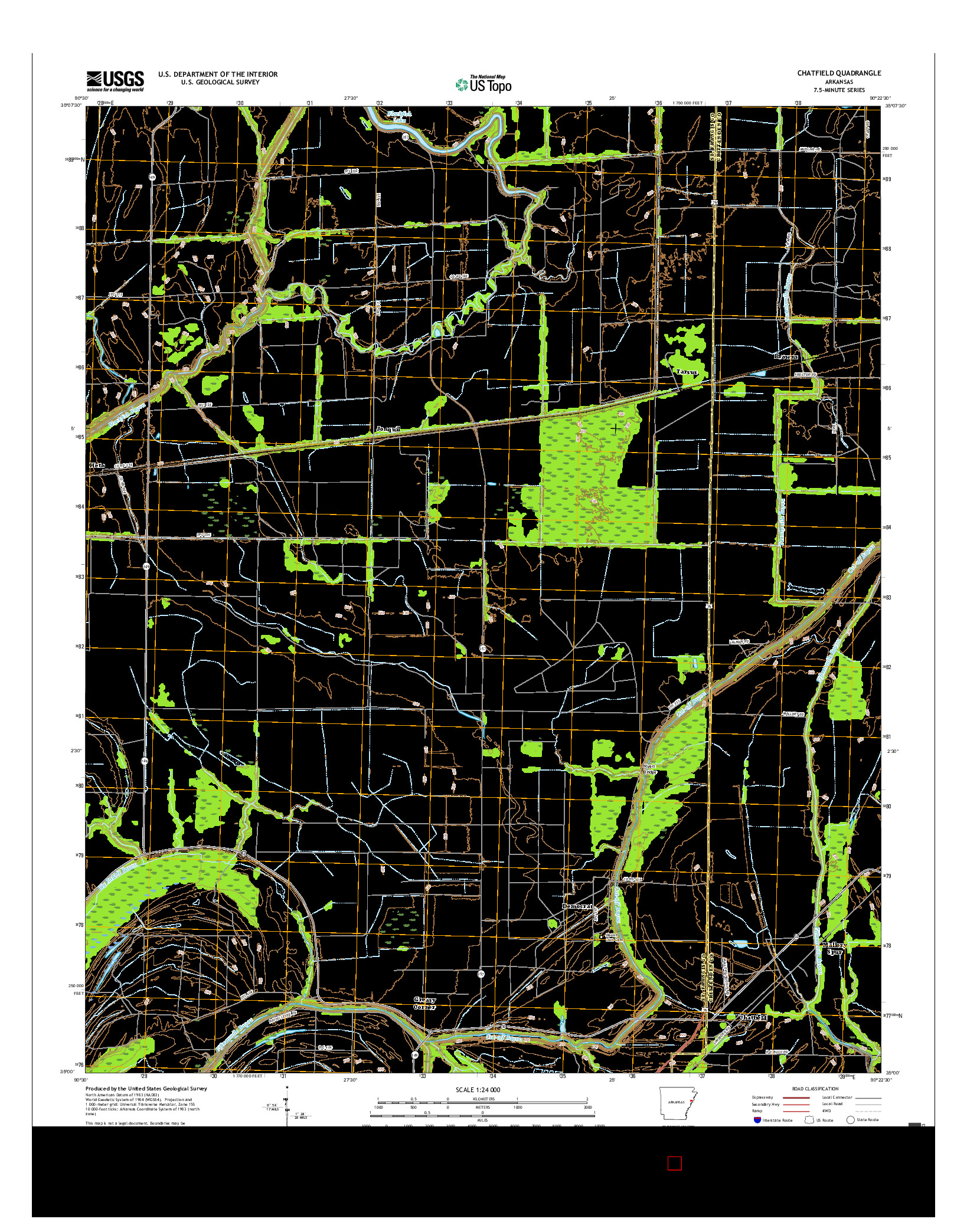 USGS US TOPO 7.5-MINUTE MAP FOR CHATFIELD, AR 2017