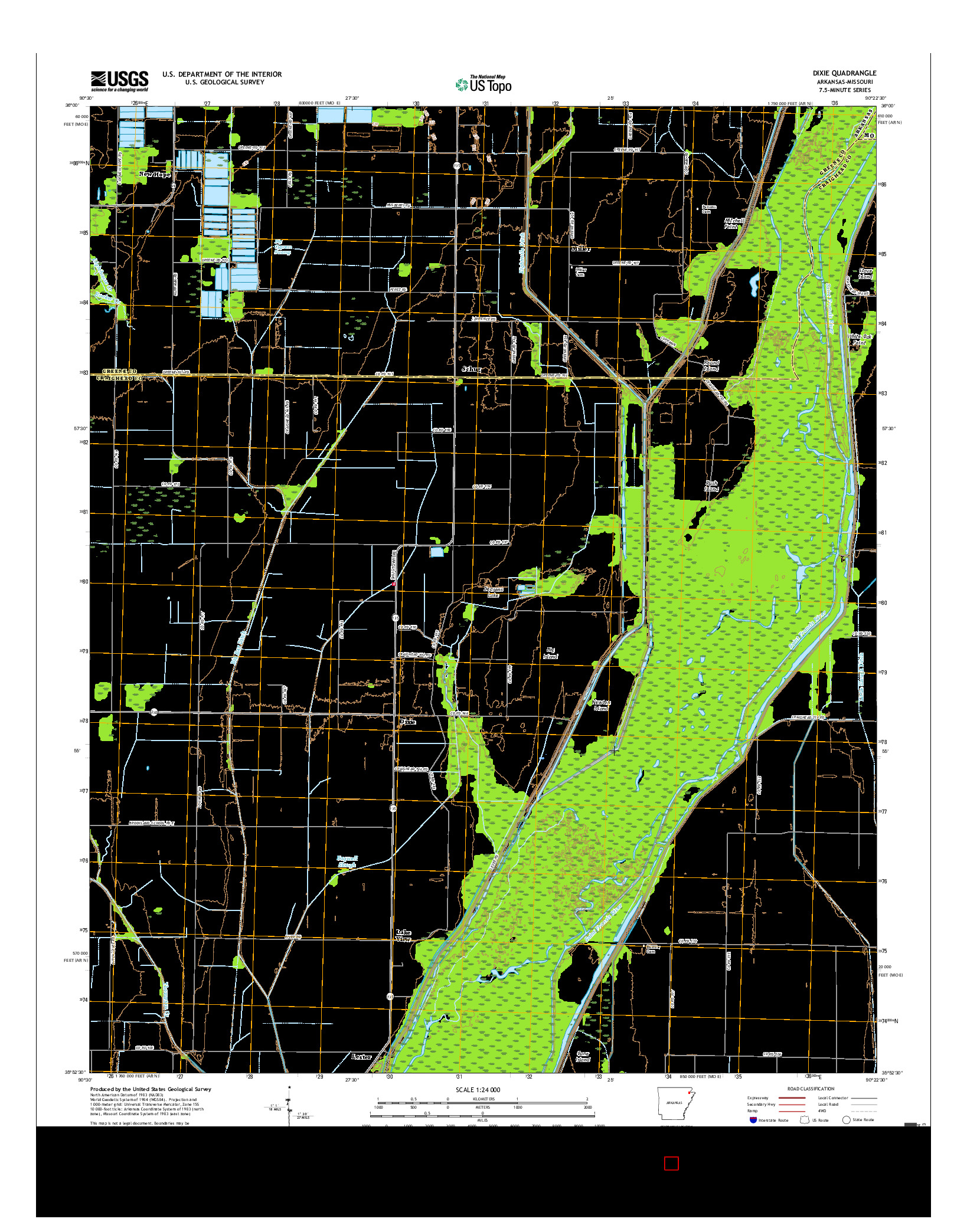 USGS US TOPO 7.5-MINUTE MAP FOR DIXIE, AR-MO 2017