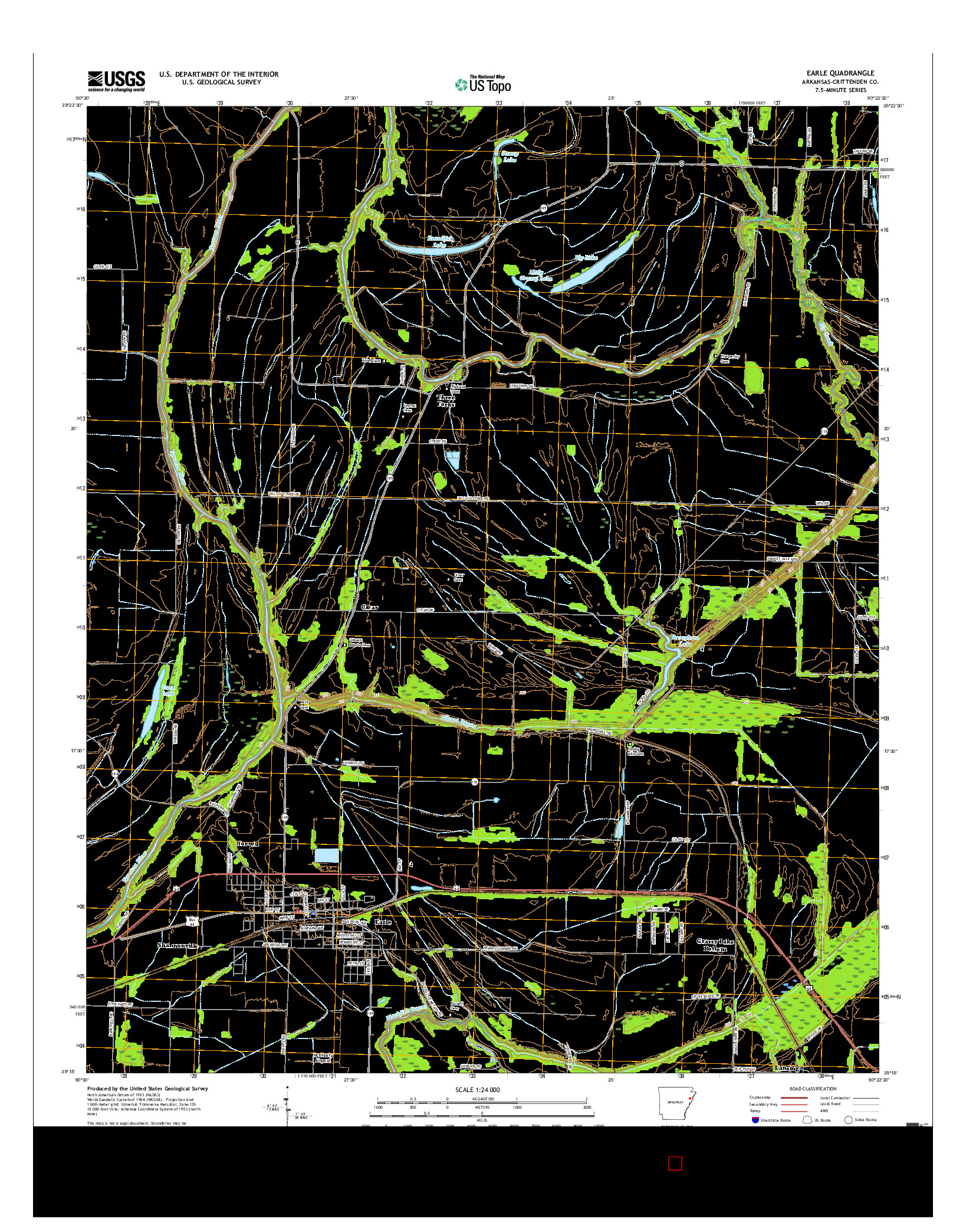 USGS US TOPO 7.5-MINUTE MAP FOR EARLE, AR 2017