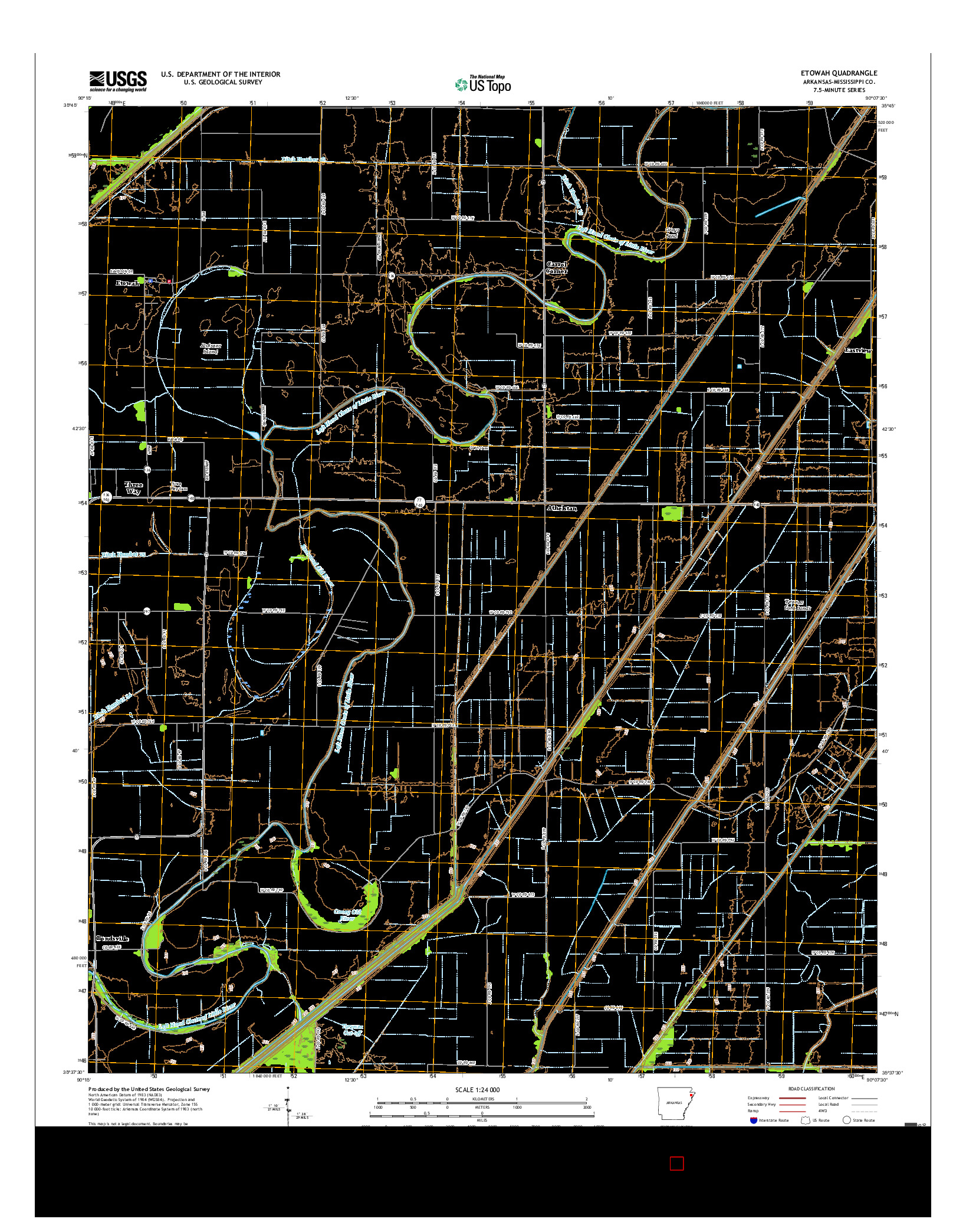 USGS US TOPO 7.5-MINUTE MAP FOR ETOWAH, AR 2017