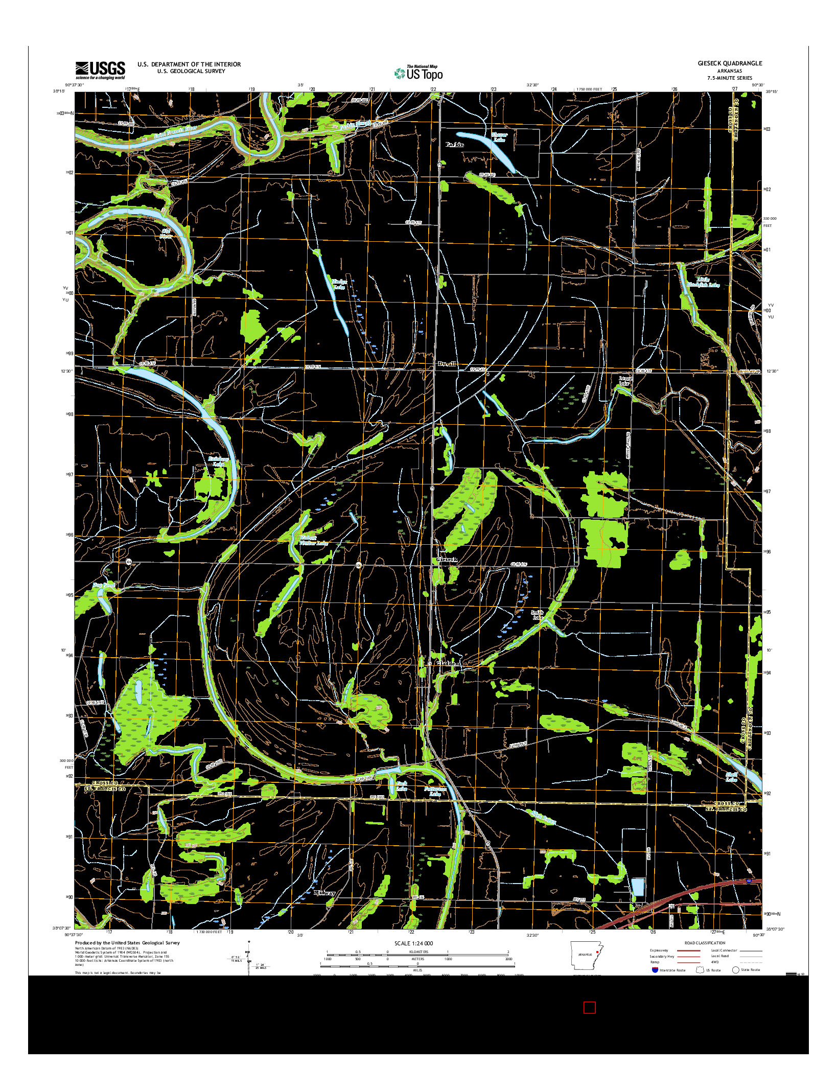 USGS US TOPO 7.5-MINUTE MAP FOR GIESECK, AR 2017