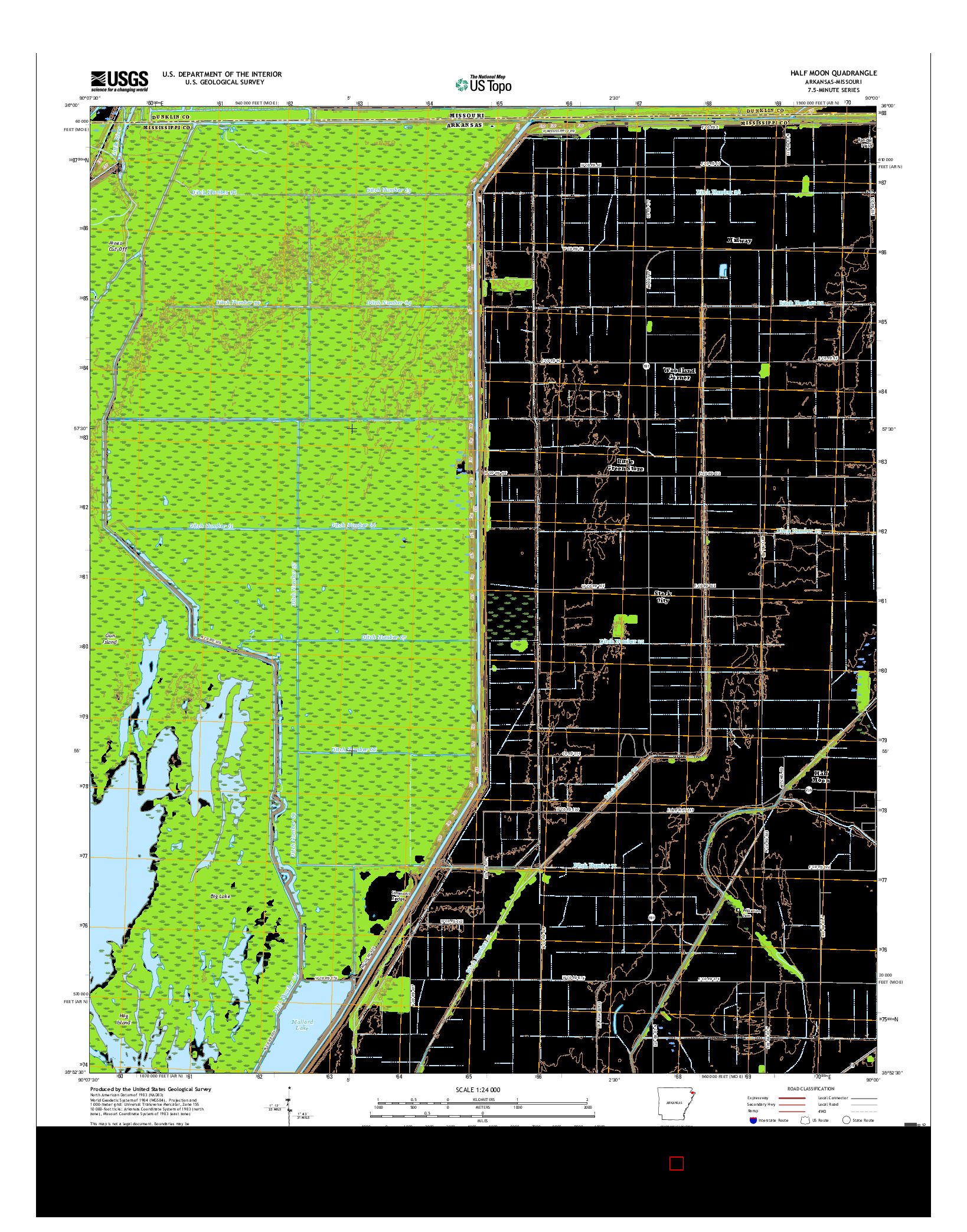 USGS US TOPO 7.5-MINUTE MAP FOR HALF MOON, AR-MO 2017