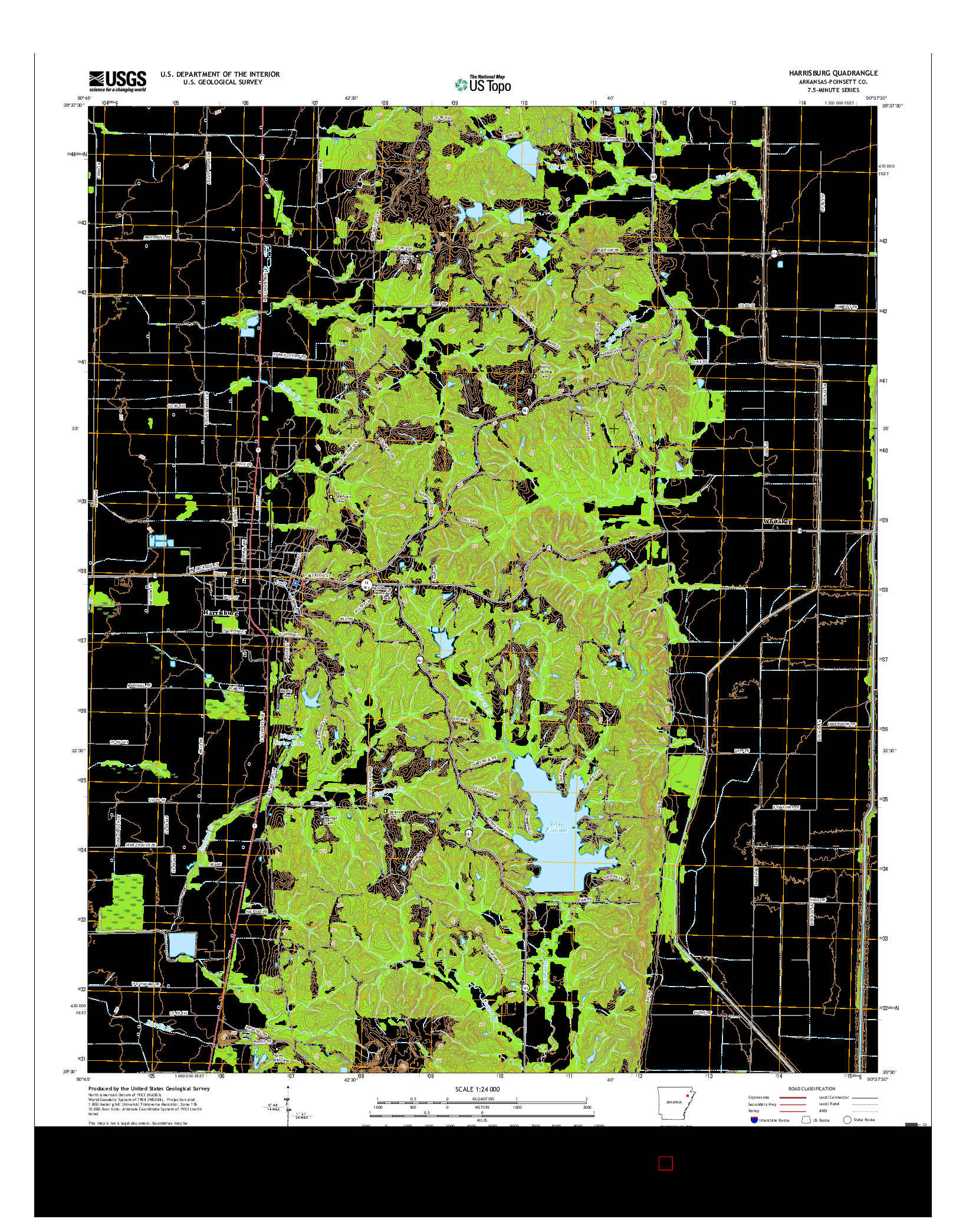 USGS US TOPO 7.5-MINUTE MAP FOR HARRISBURG, AR 2017