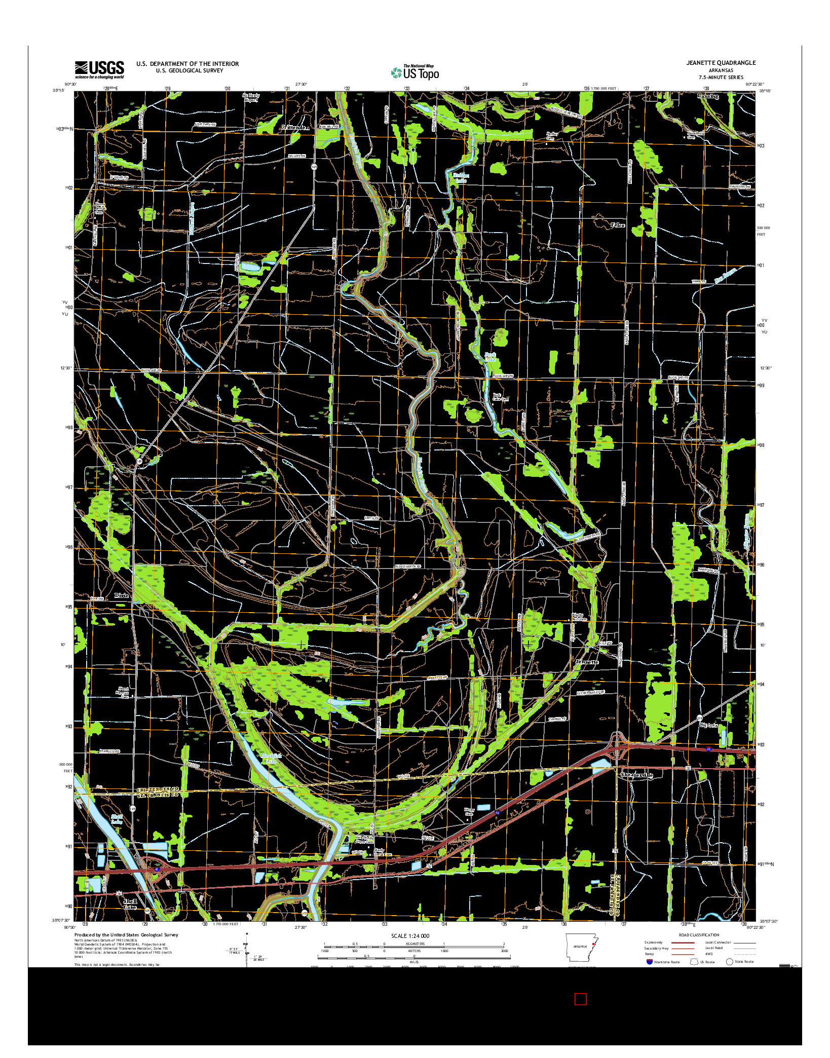 USGS US TOPO 7.5-MINUTE MAP FOR JEANETTE, AR 2017