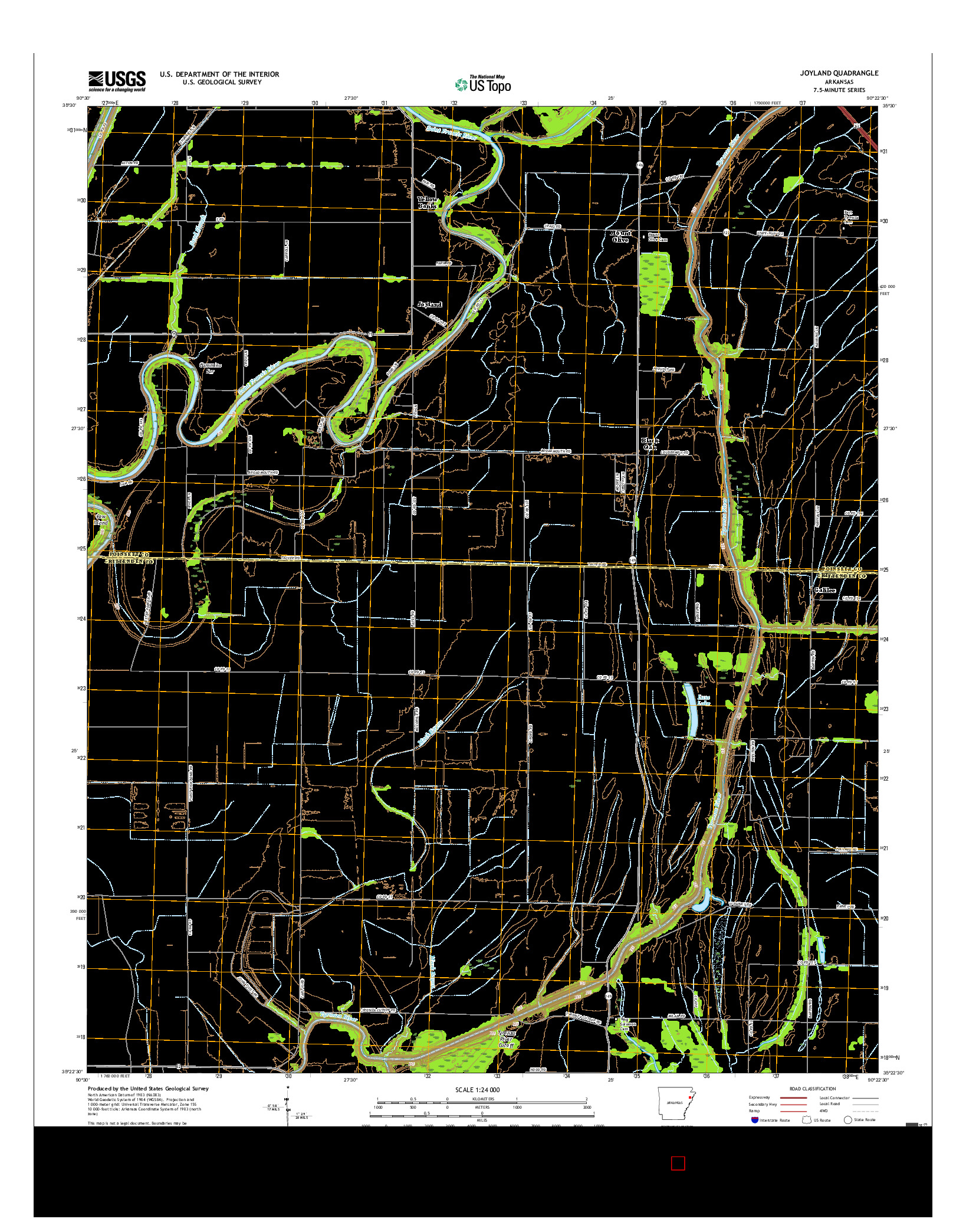 USGS US TOPO 7.5-MINUTE MAP FOR JOYLAND, AR 2017