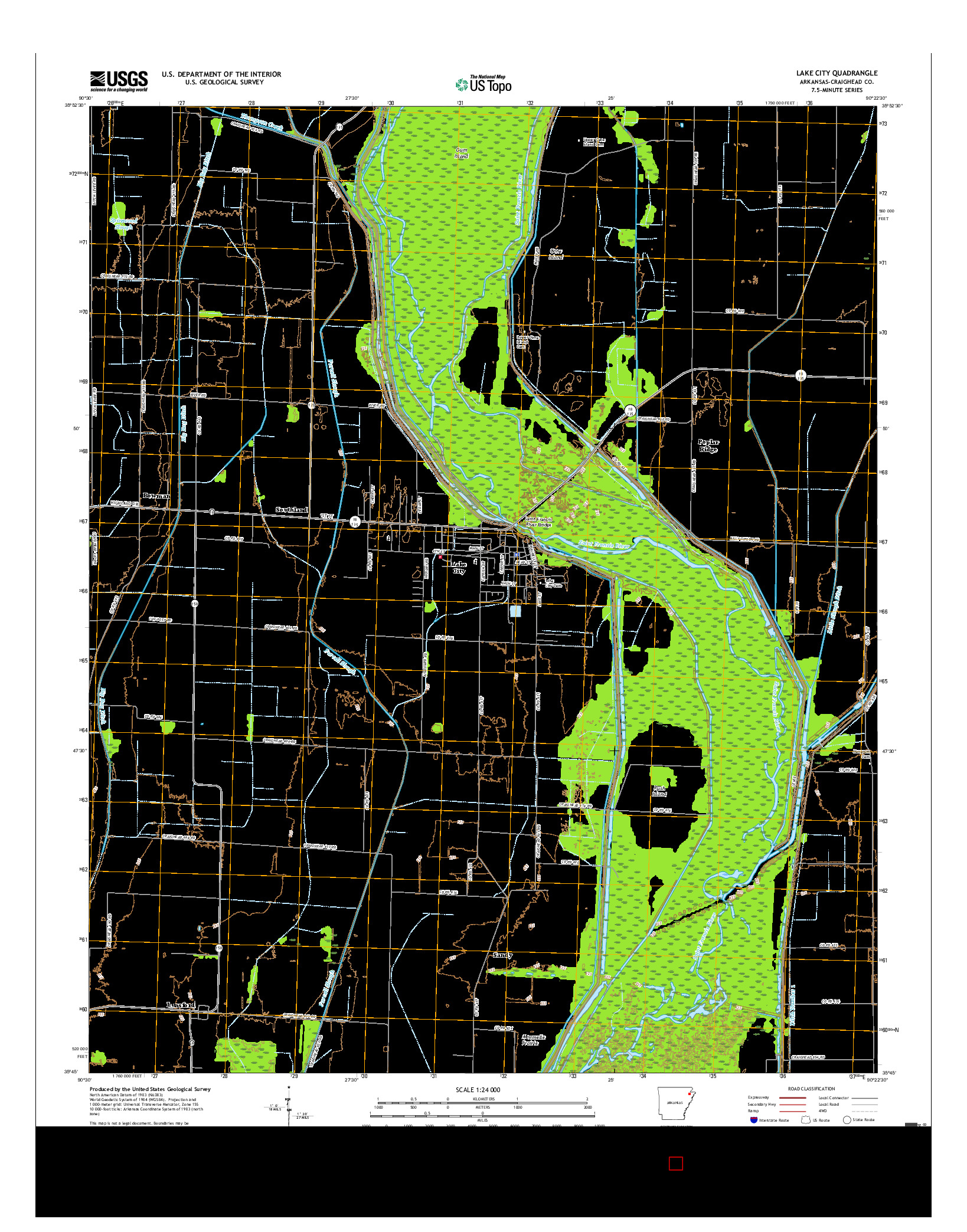 USGS US TOPO 7.5-MINUTE MAP FOR LAKE CITY, AR 2017