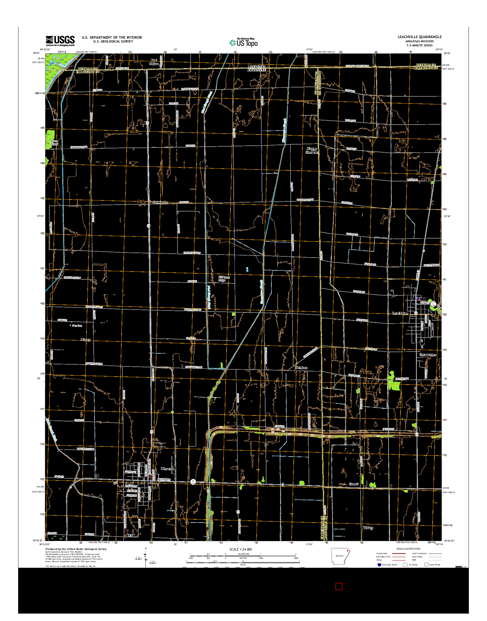 USGS US TOPO 7.5-MINUTE MAP FOR LEACHVILLE, AR-MO 2017