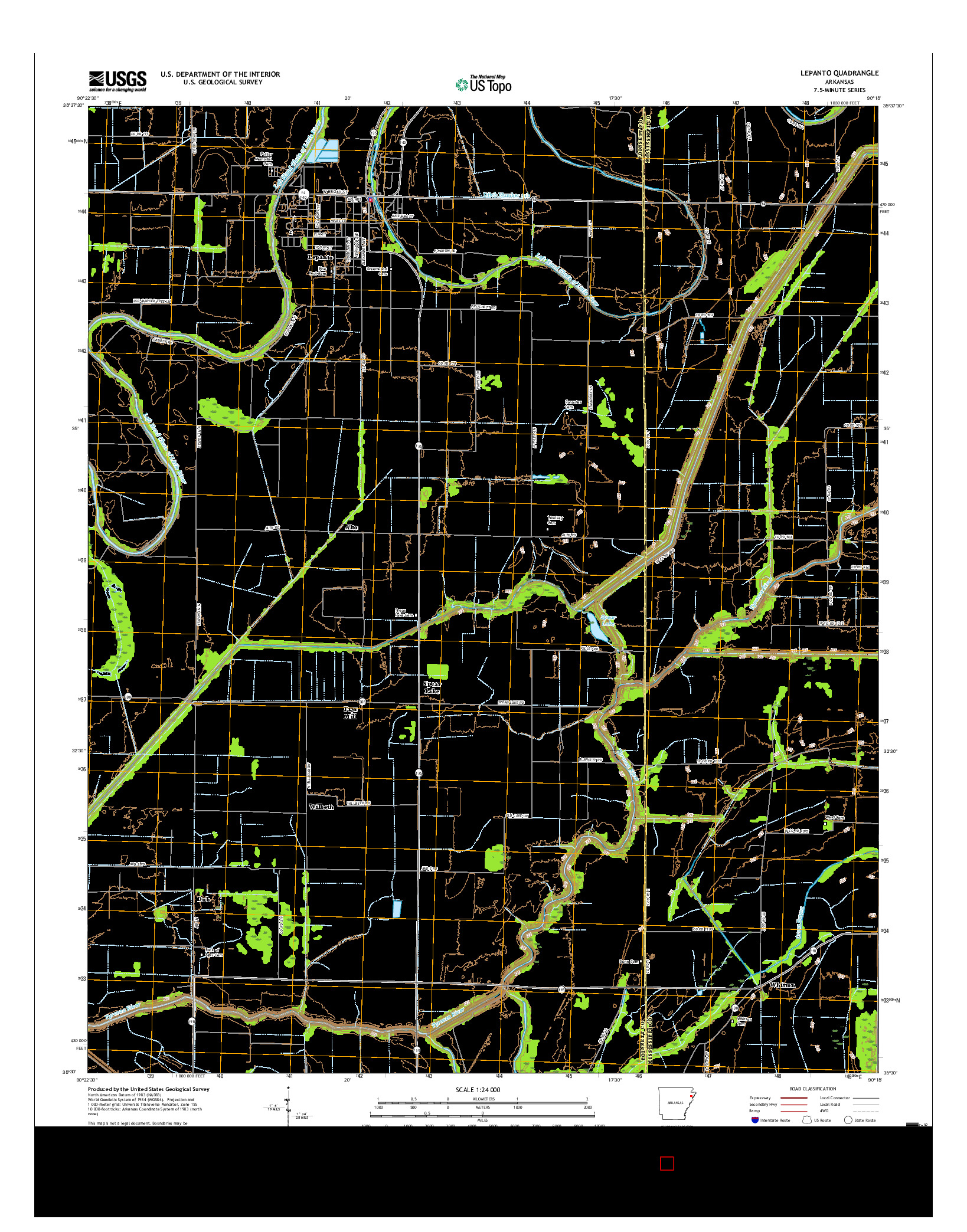 USGS US TOPO 7.5-MINUTE MAP FOR LEPANTO, AR 2017