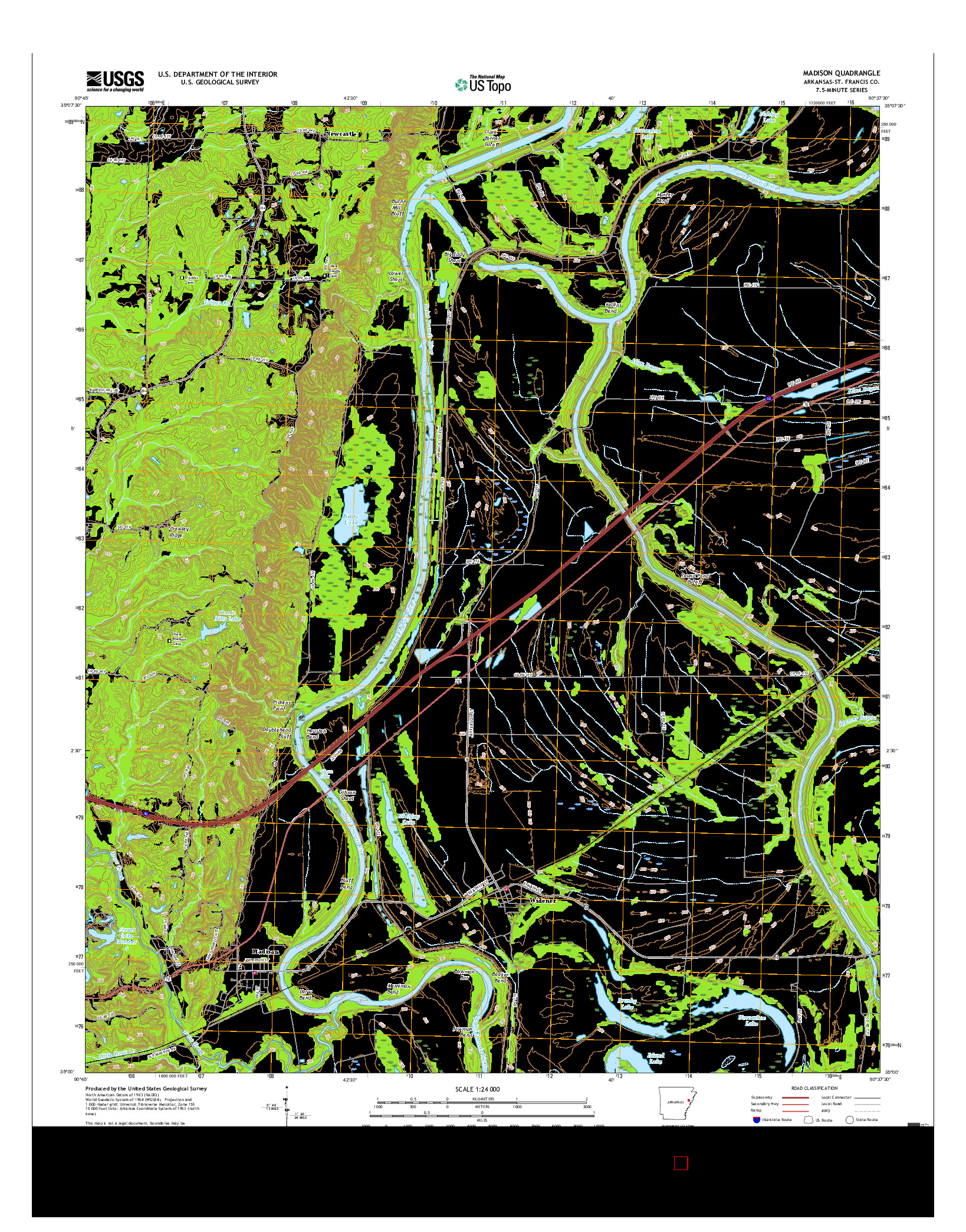 USGS US TOPO 7.5-MINUTE MAP FOR MADISON, AR 2017