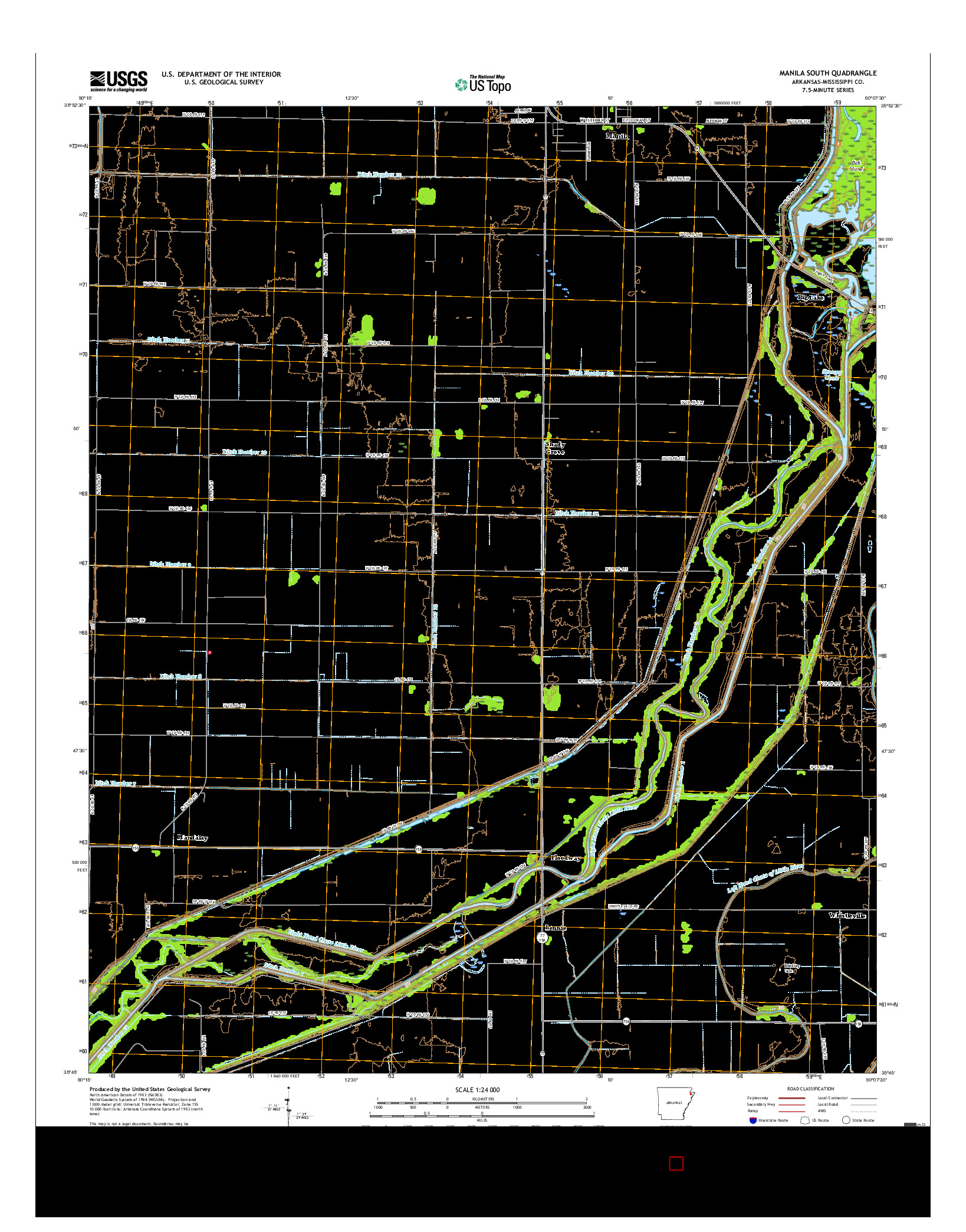 USGS US TOPO 7.5-MINUTE MAP FOR MANILA SOUTH, AR 2017