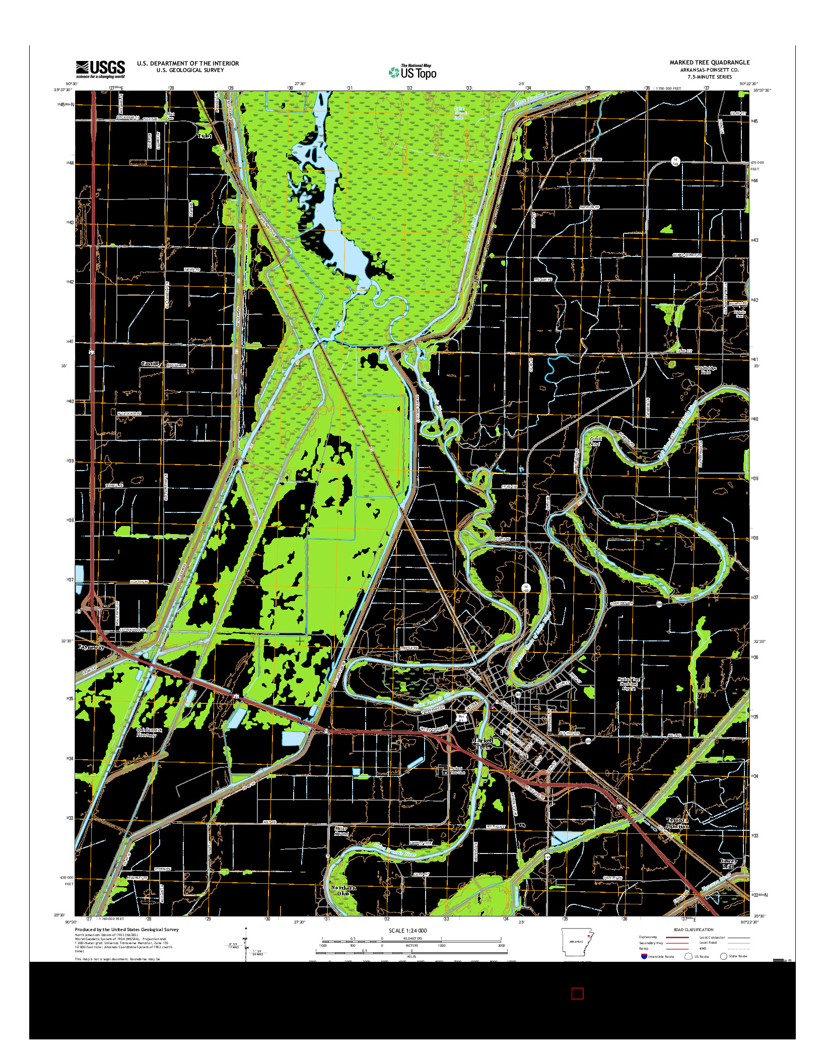 USGS US TOPO 7.5-MINUTE MAP FOR MARKED TREE, AR 2017