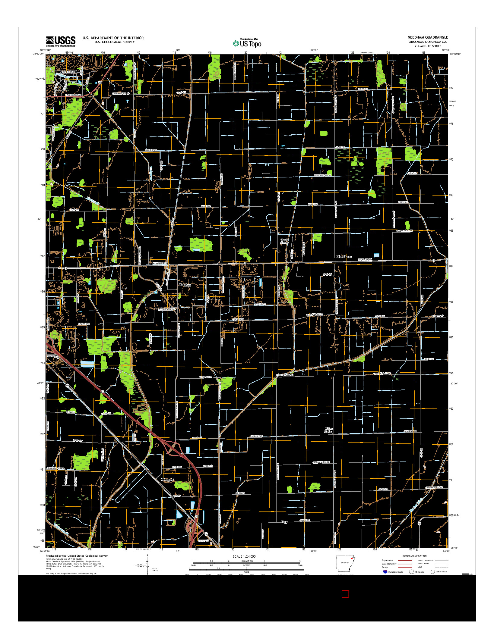 USGS US TOPO 7.5-MINUTE MAP FOR NEEDHAM, AR 2017