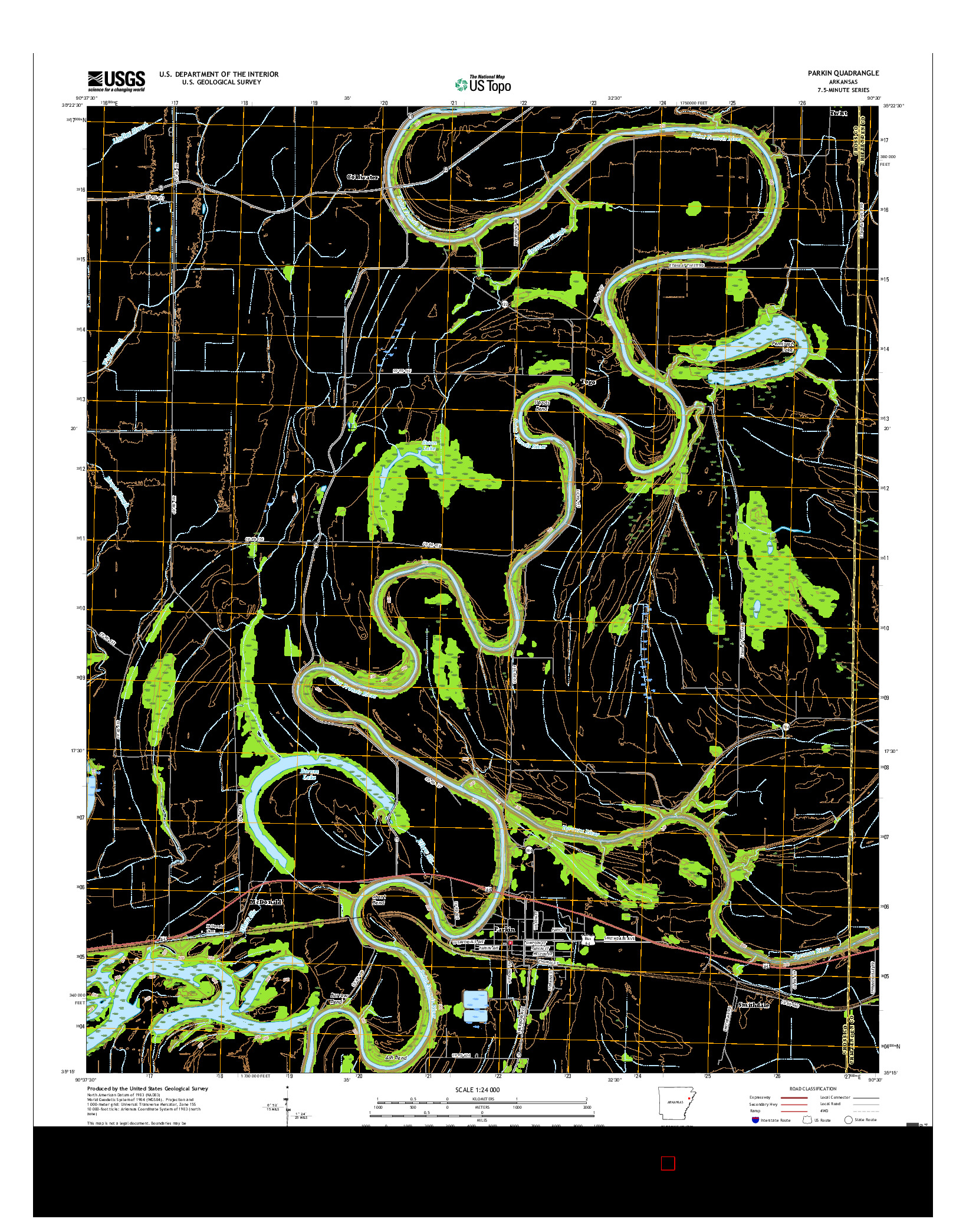 USGS US TOPO 7.5-MINUTE MAP FOR PARKIN, AR 2017