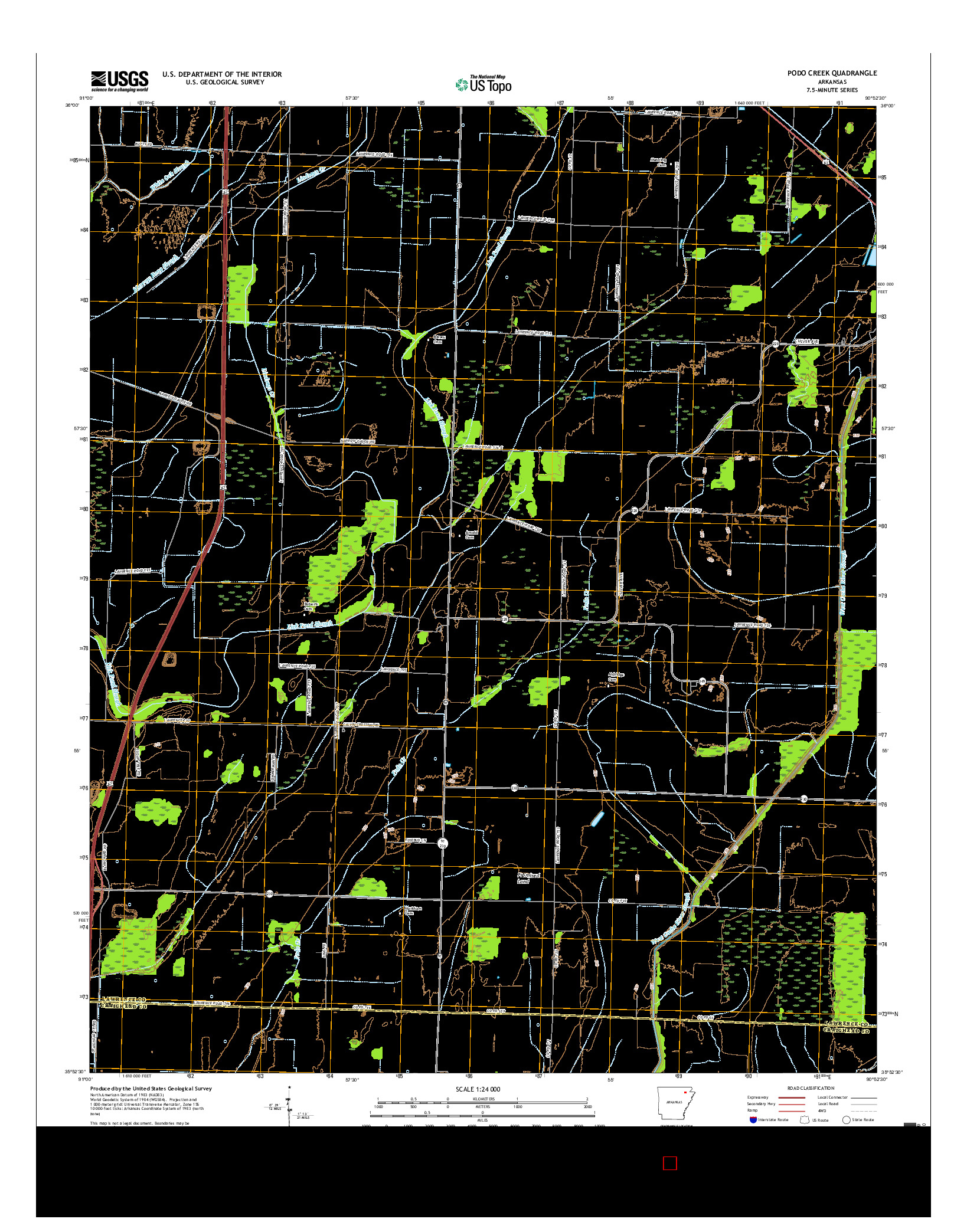 USGS US TOPO 7.5-MINUTE MAP FOR PODO CREEK, AR 2017