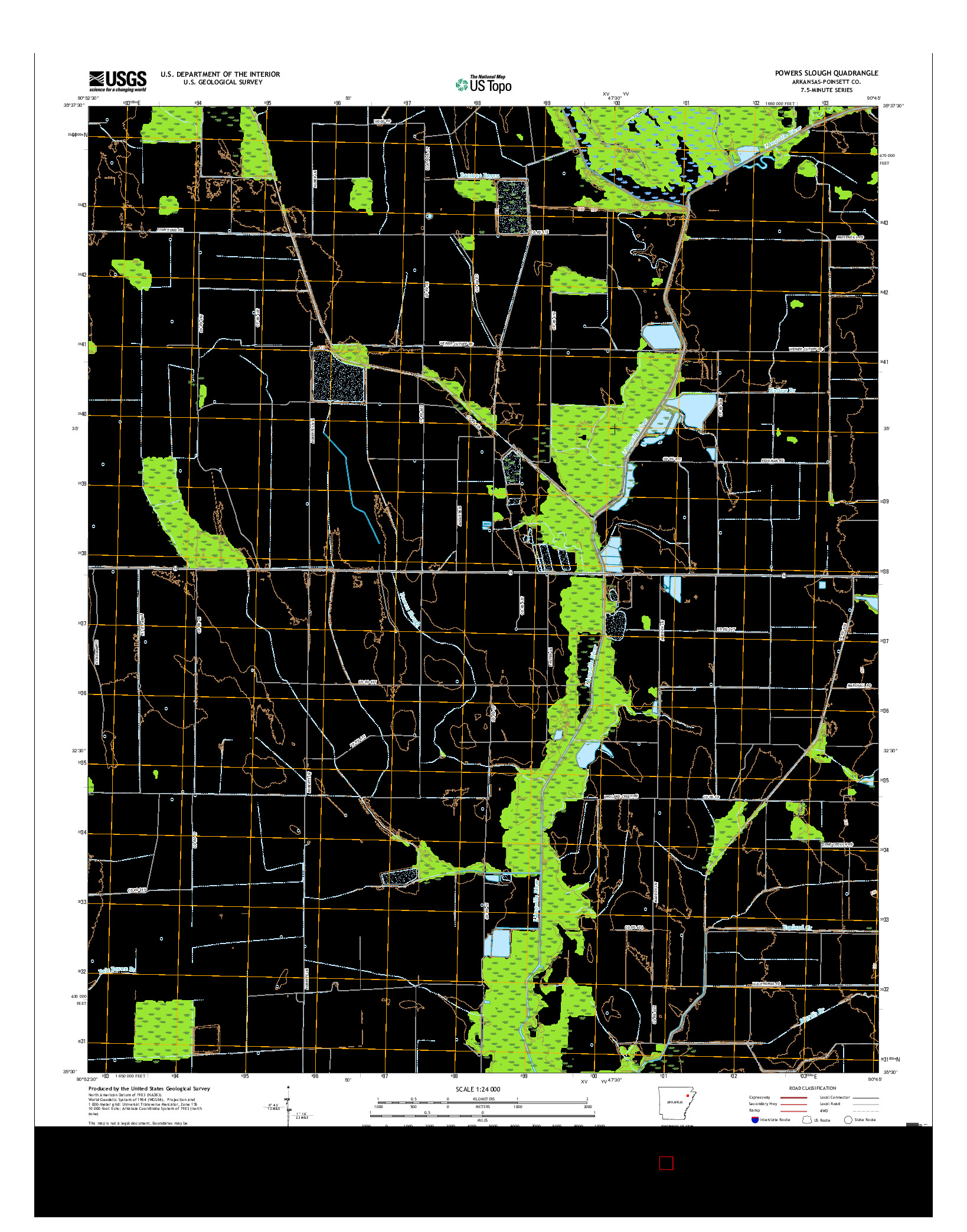 USGS US TOPO 7.5-MINUTE MAP FOR POWERS SLOUGH, AR 2017