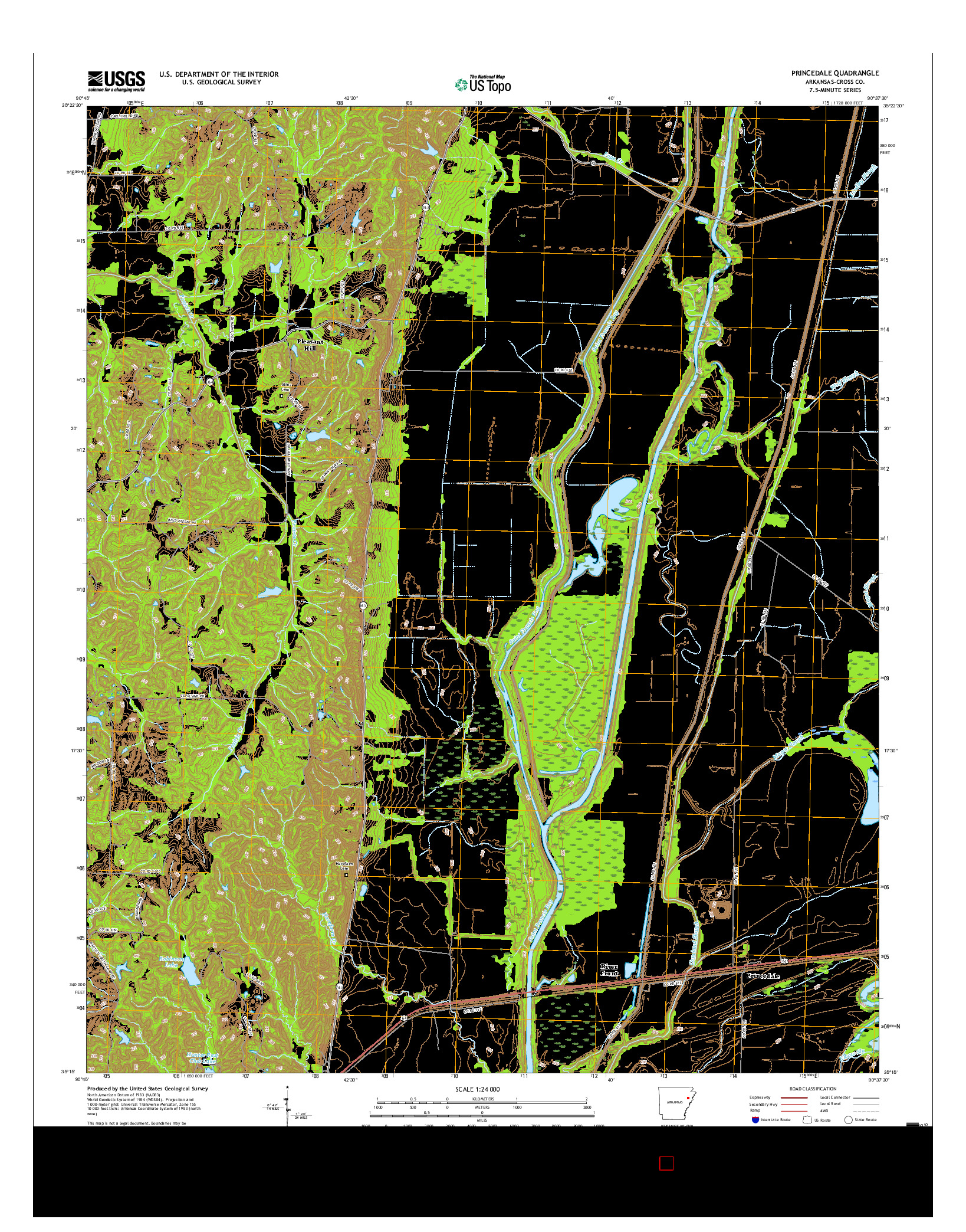 USGS US TOPO 7.5-MINUTE MAP FOR PRINCEDALE, AR 2017