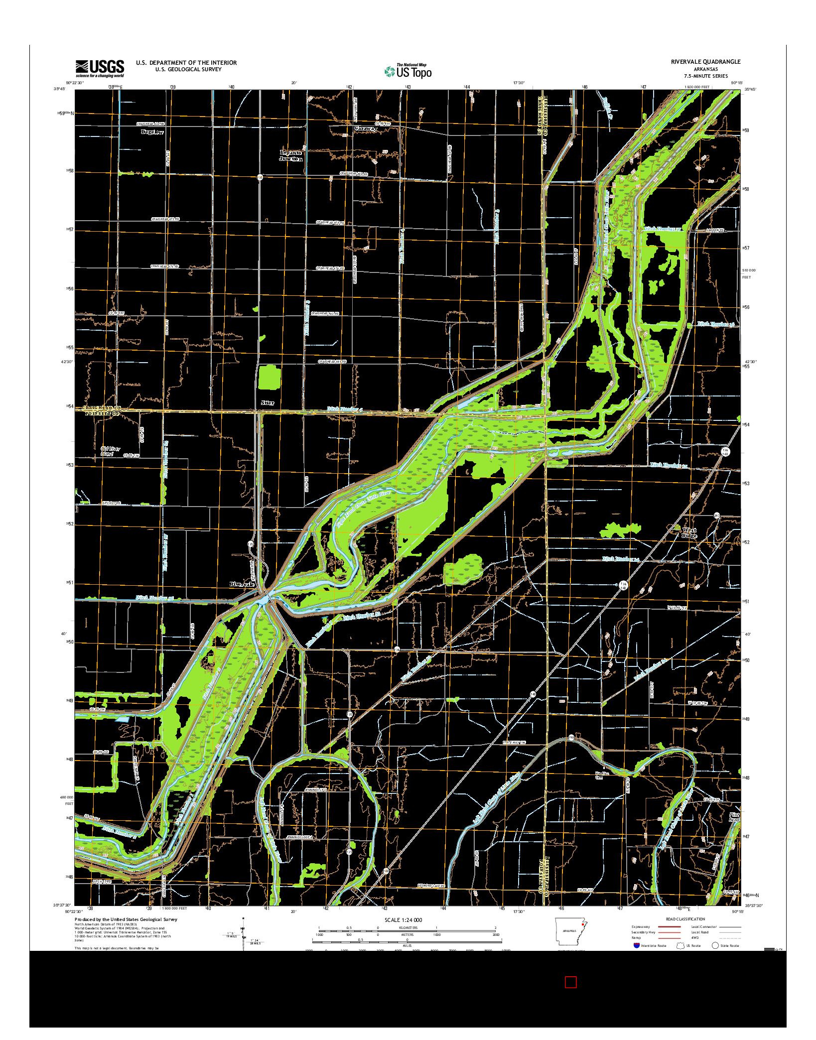 USGS US TOPO 7.5-MINUTE MAP FOR RIVERVALE, AR 2017