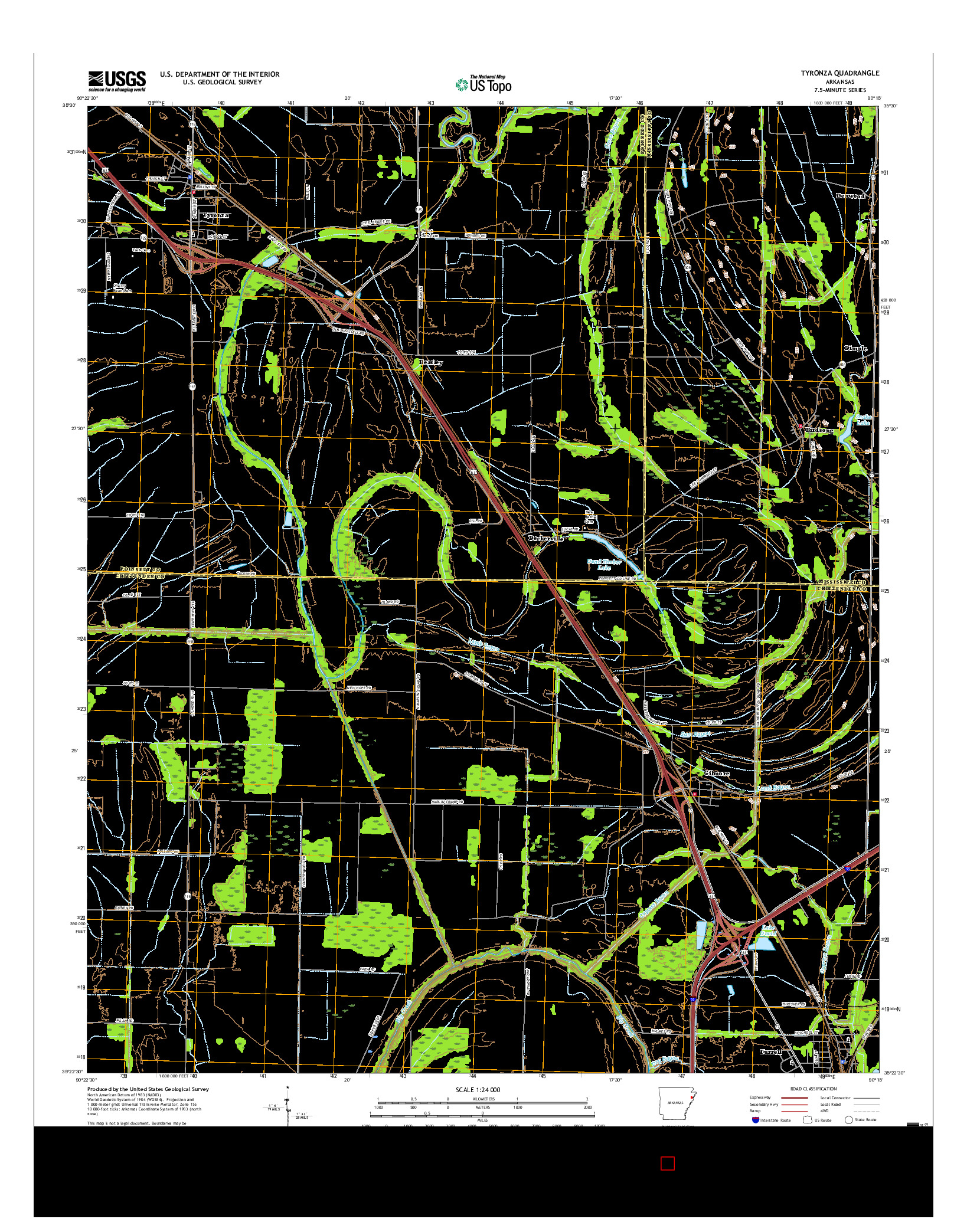 USGS US TOPO 7.5-MINUTE MAP FOR TYRONZA, AR 2017