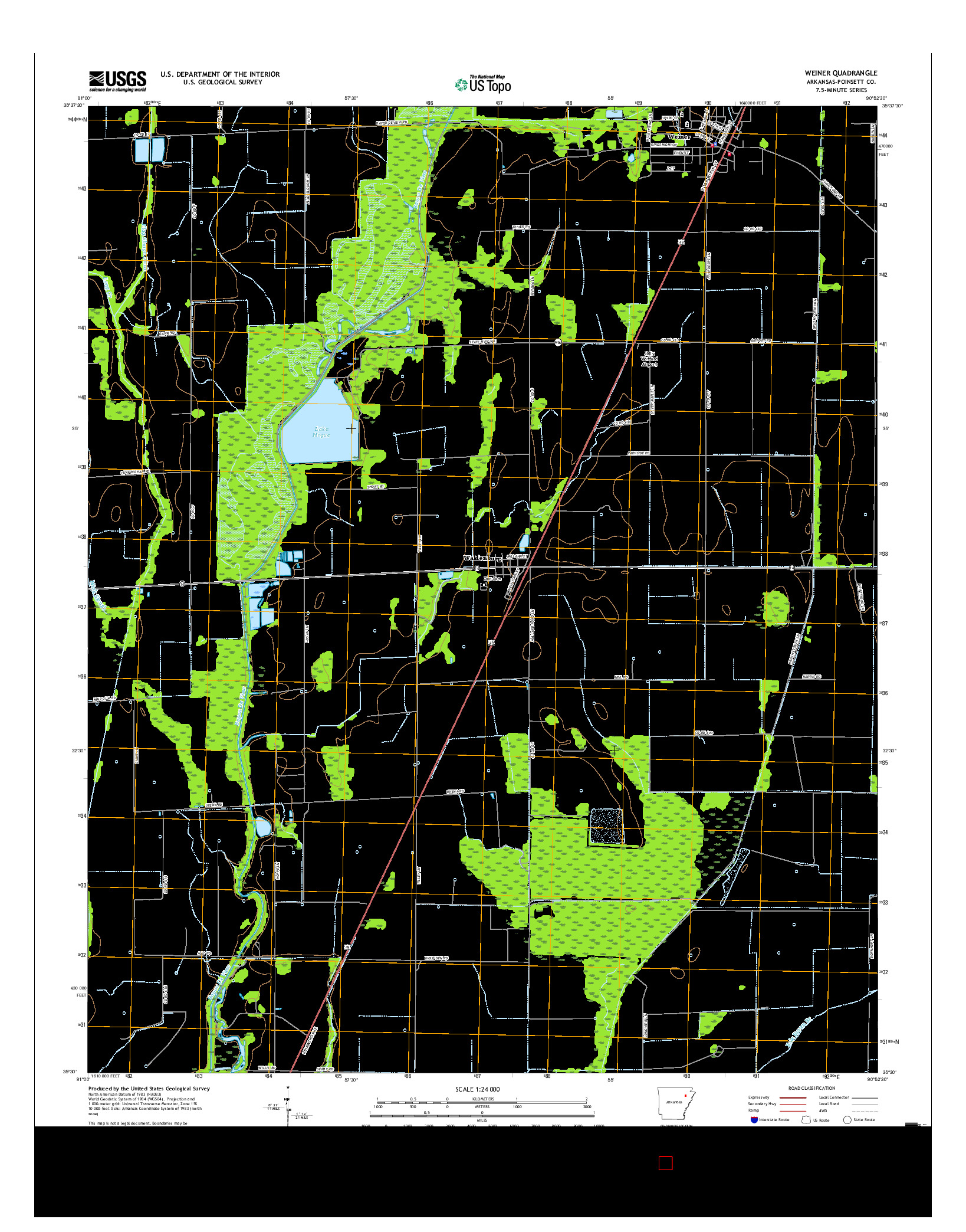 USGS US TOPO 7.5-MINUTE MAP FOR WEINER, AR 2017