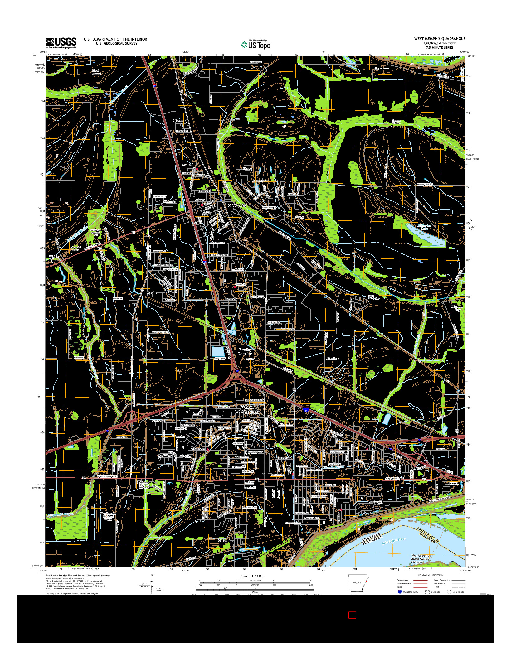 USGS US TOPO 7.5-MINUTE MAP FOR WEST MEMPHIS, AR-TN 2017