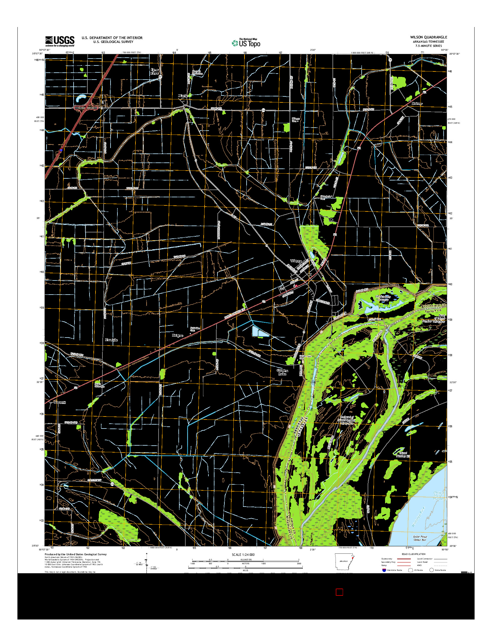 USGS US TOPO 7.5-MINUTE MAP FOR WILSON, AR-TN 2017