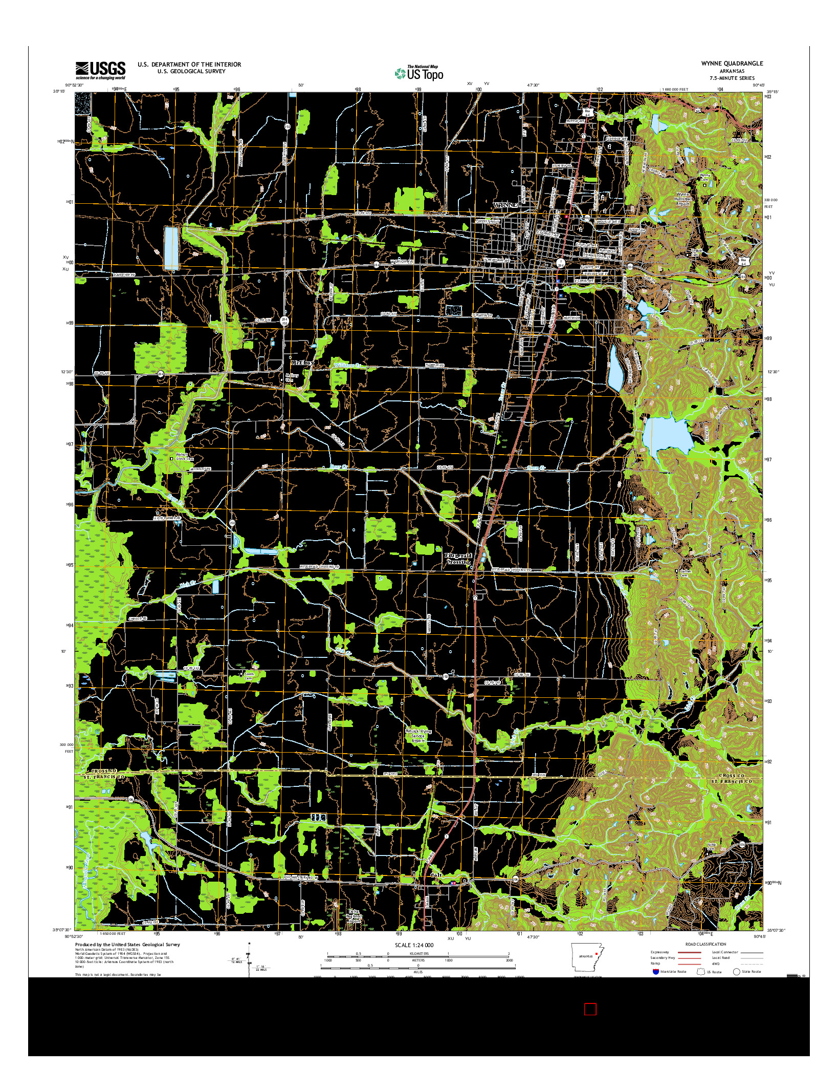 USGS US TOPO 7.5-MINUTE MAP FOR WYNNE, AR 2017