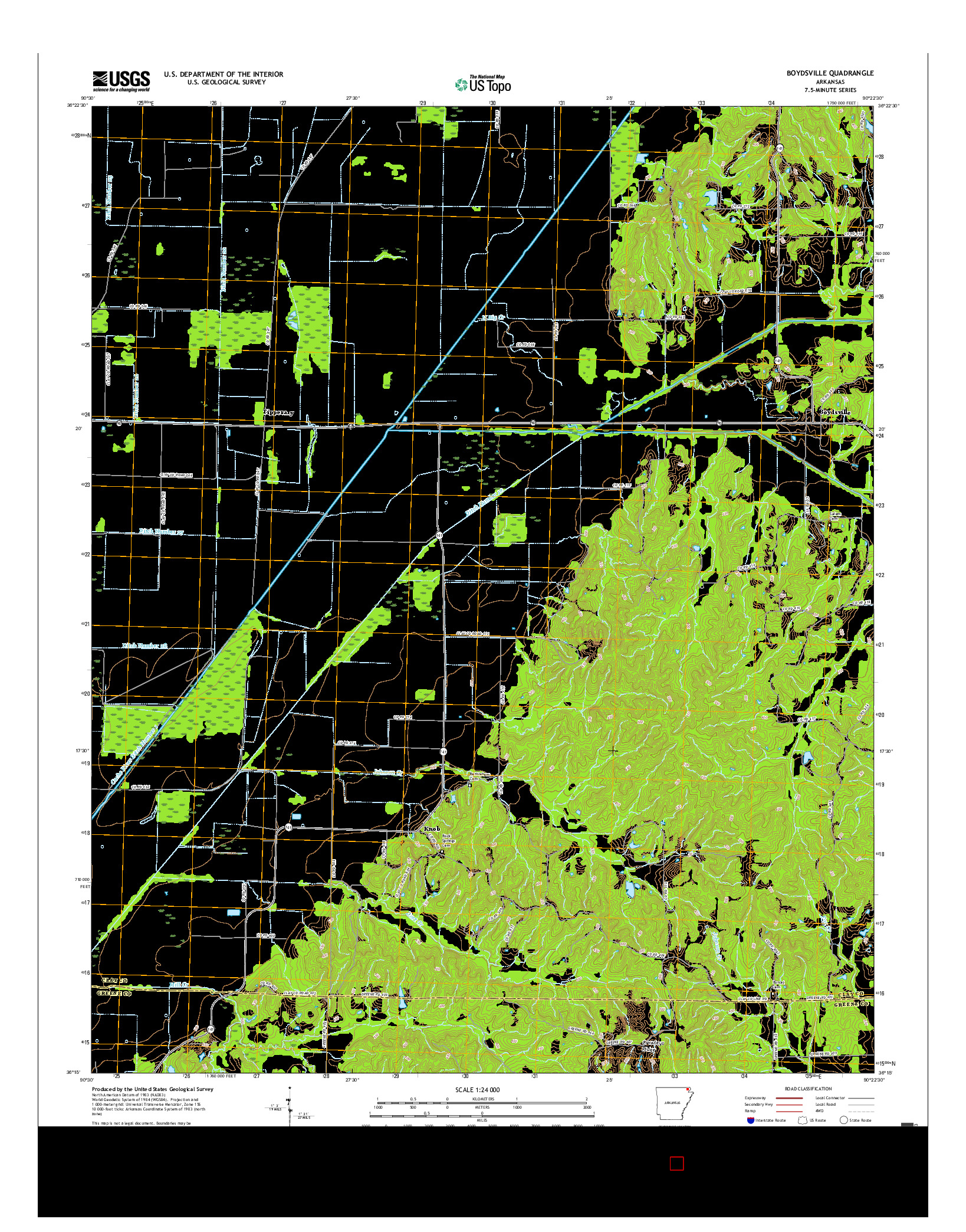 USGS US TOPO 7.5-MINUTE MAP FOR BOYDSVILLE, AR 2017