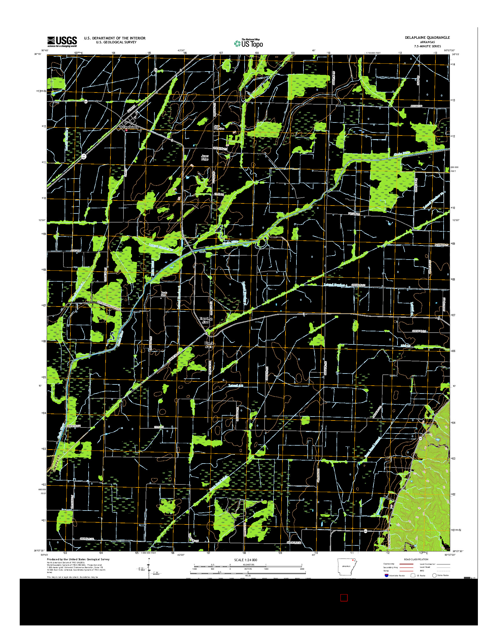 USGS US TOPO 7.5-MINUTE MAP FOR DELAPLAINE, AR 2017