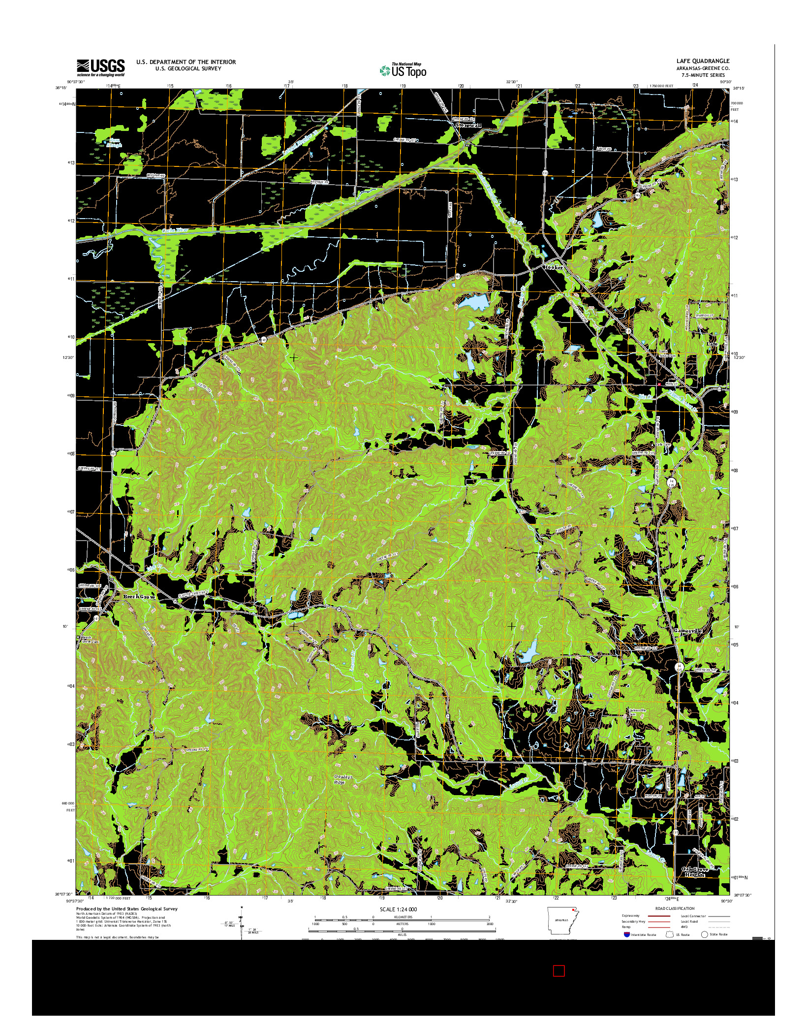 USGS US TOPO 7.5-MINUTE MAP FOR LAFE, AR 2017