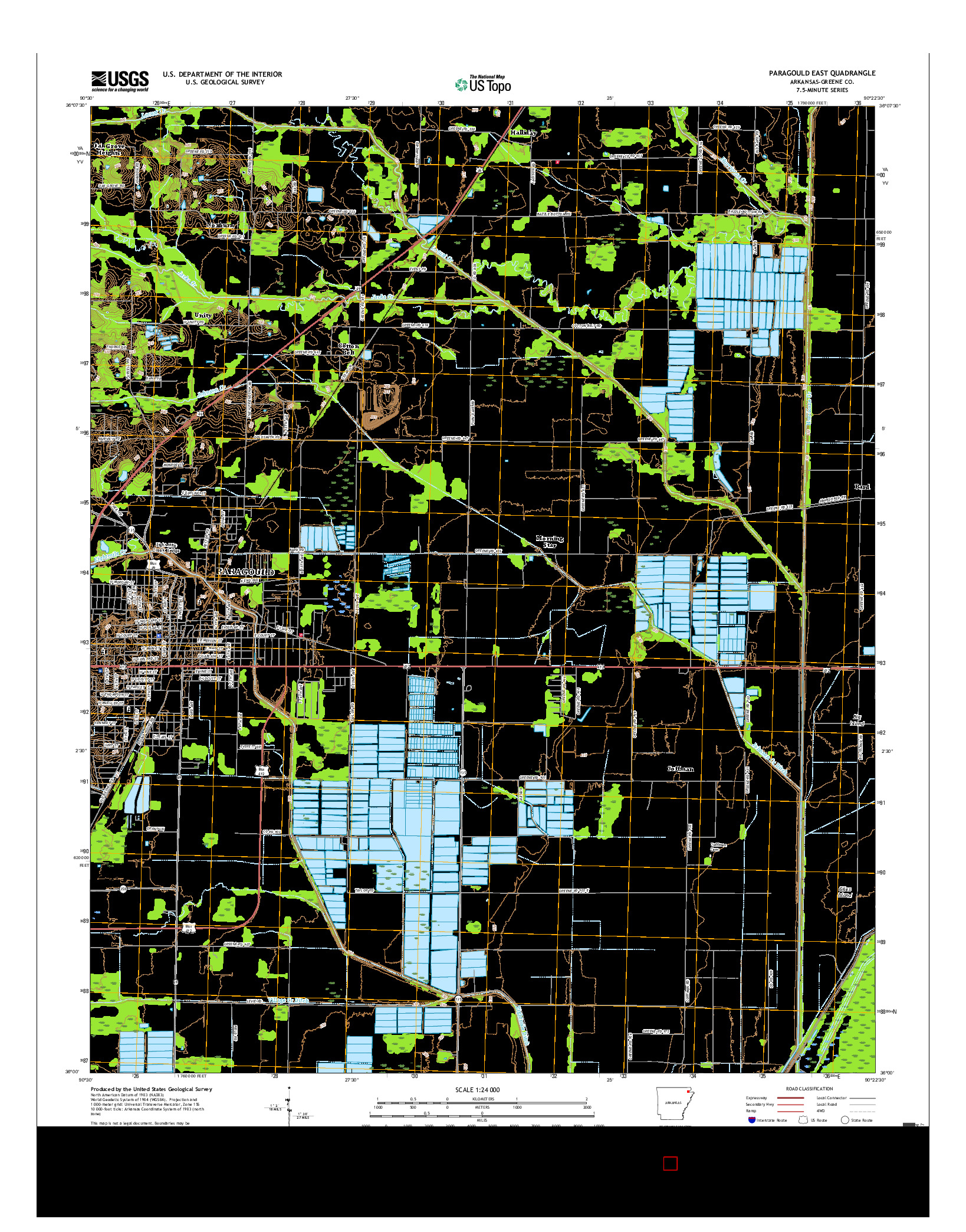 USGS US TOPO 7.5-MINUTE MAP FOR PARAGOULD EAST, AR 2017