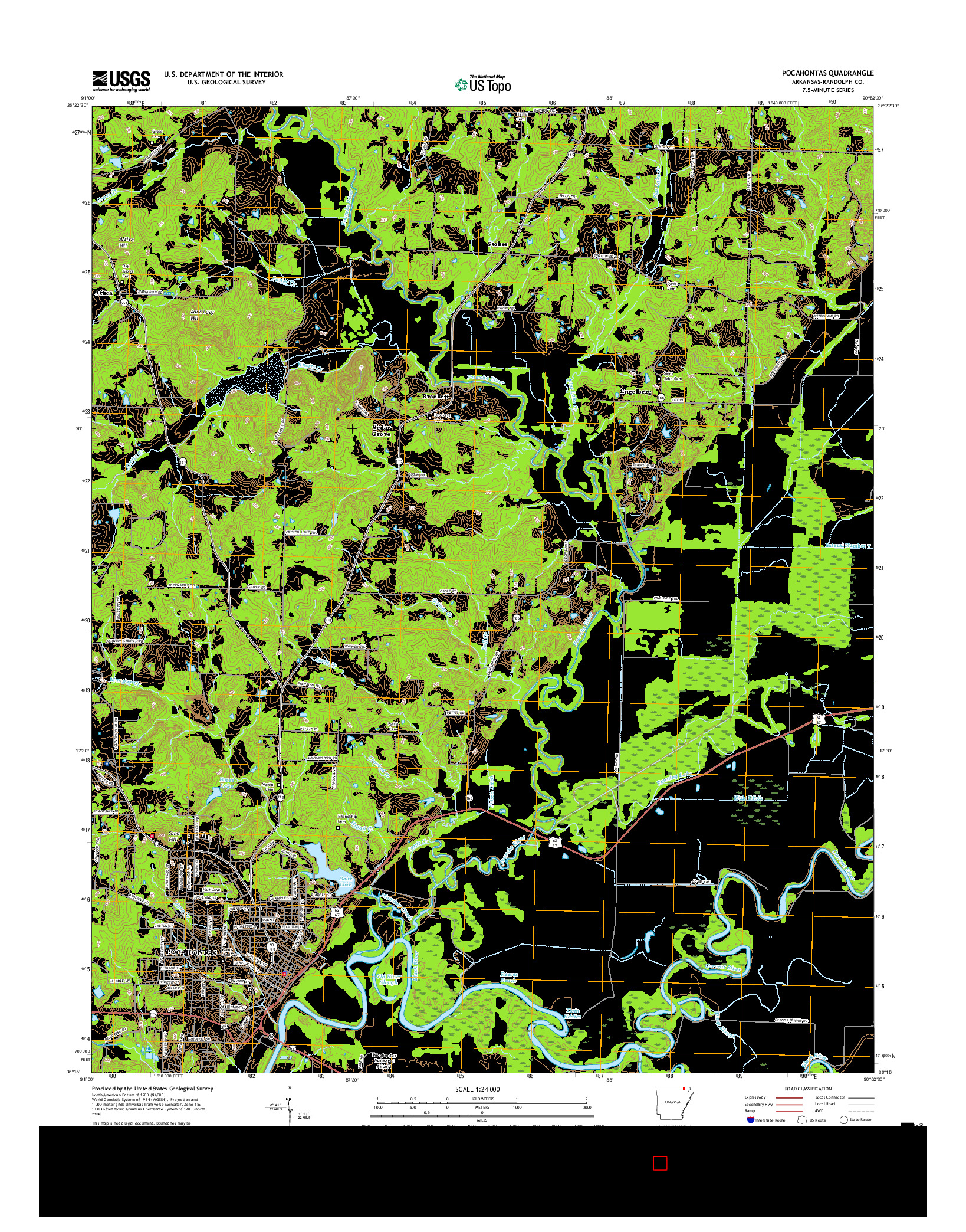 USGS US TOPO 7.5-MINUTE MAP FOR POCAHONTAS, AR 2017