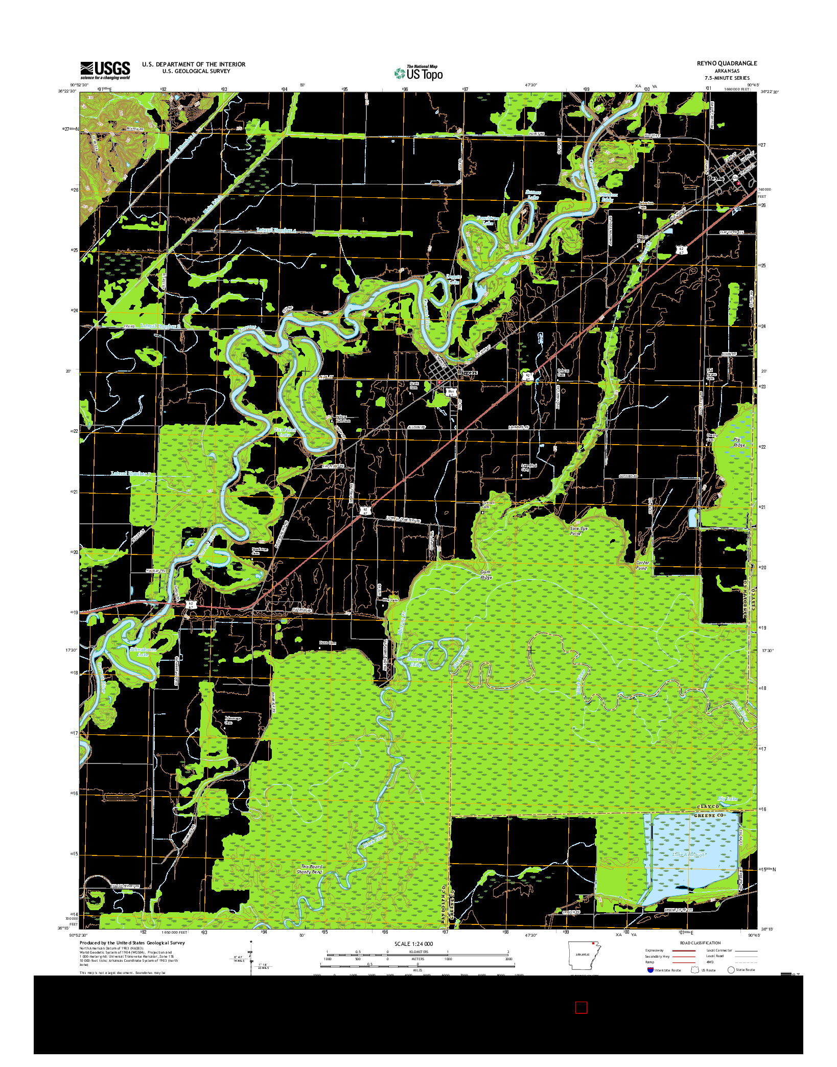 USGS US TOPO 7.5-MINUTE MAP FOR REYNO, AR 2017