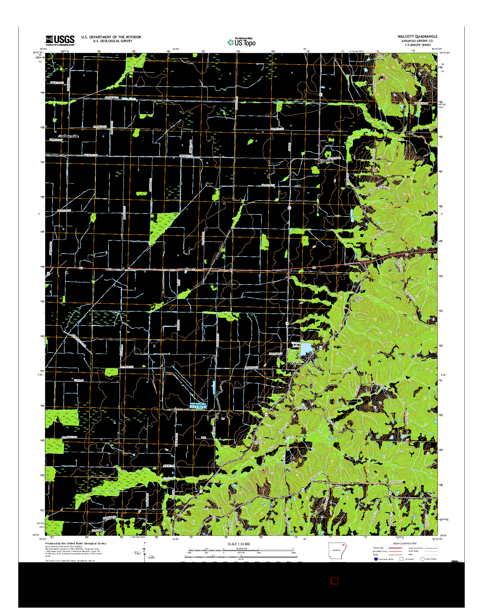 USGS US TOPO 7.5-MINUTE MAP FOR WALCOTT, AR 2017