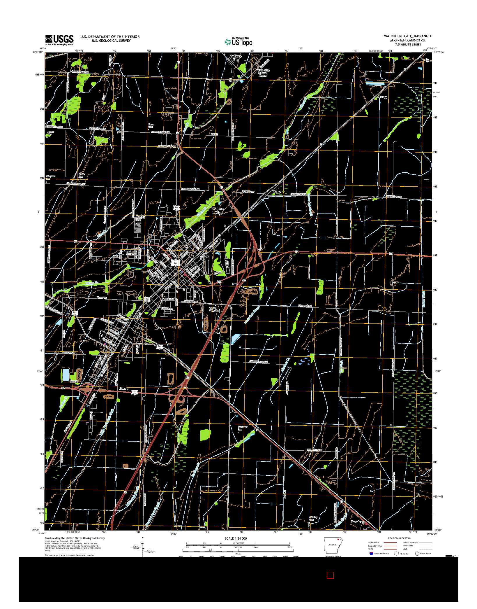 USGS US TOPO 7.5-MINUTE MAP FOR WALNUT RIDGE, AR 2017