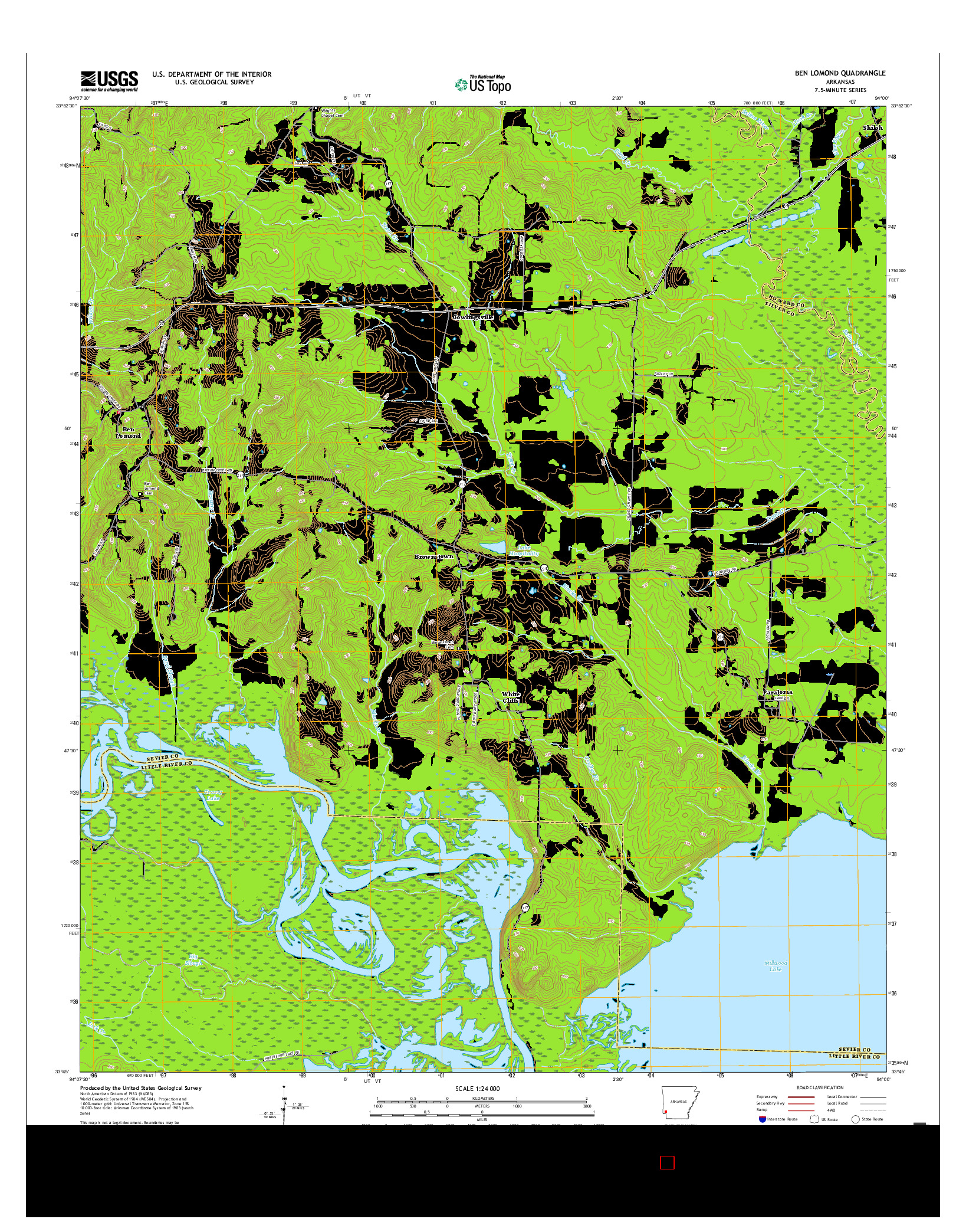 USGS US TOPO 7.5-MINUTE MAP FOR BEN LOMOND, AR 2017