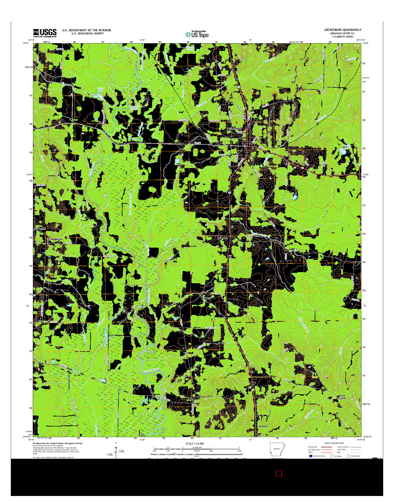 USGS US TOPO 7.5-MINUTE MAP FOR LOCKESBURG, AR 2017