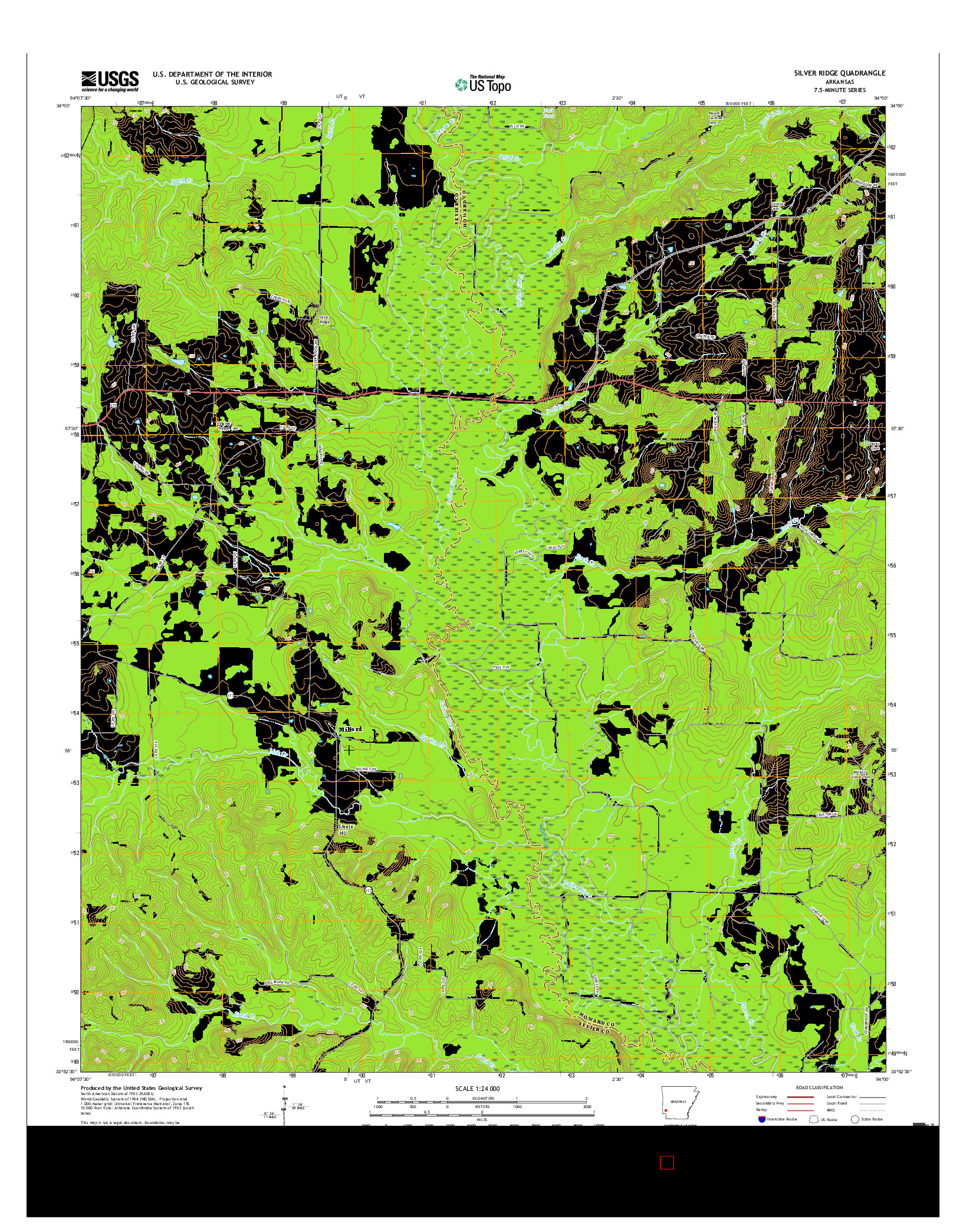 USGS US TOPO 7.5-MINUTE MAP FOR SILVER RIDGE, AR 2017