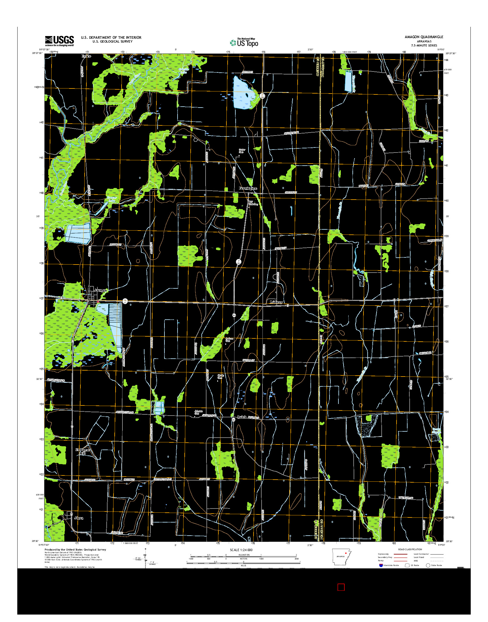 USGS US TOPO 7.5-MINUTE MAP FOR AMAGON, AR 2017