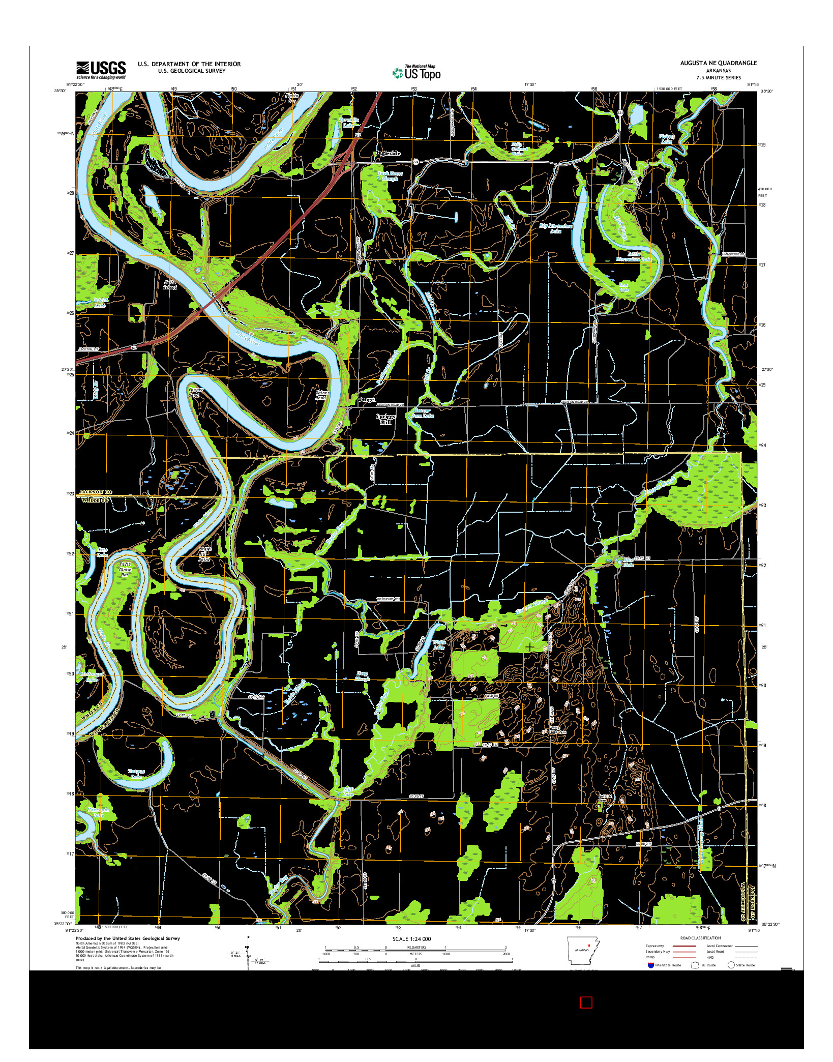 USGS US TOPO 7.5-MINUTE MAP FOR AUGUSTA NE, AR 2017