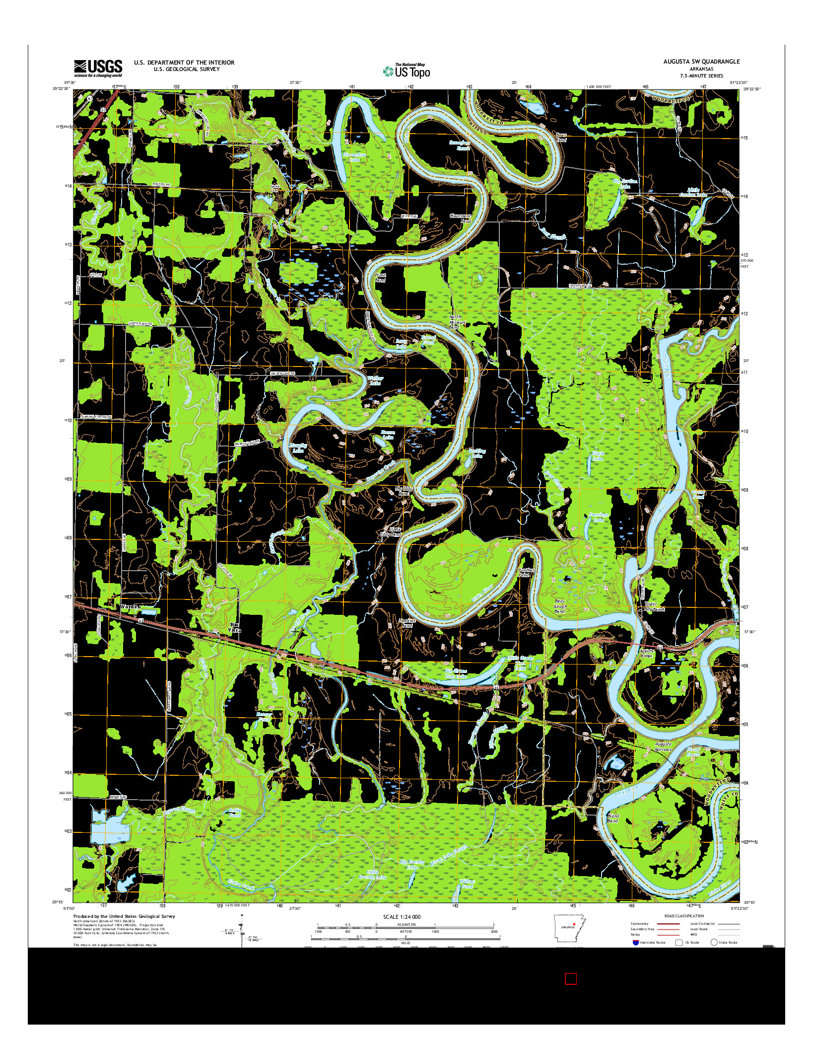 USGS US TOPO 7.5-MINUTE MAP FOR AUGUSTA SW, AR 2017