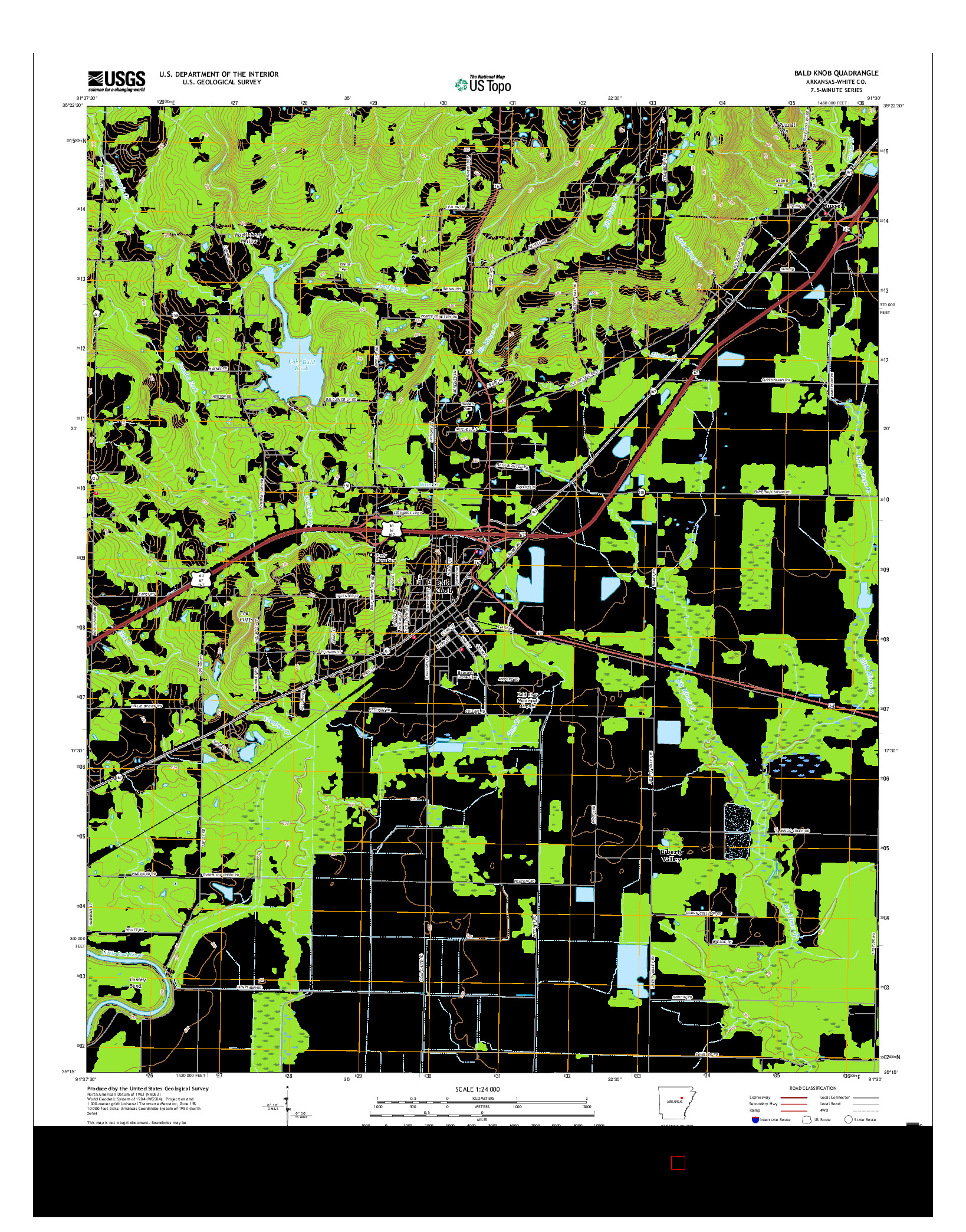 USGS US TOPO 7.5-MINUTE MAP FOR BALD KNOB, AR 2017