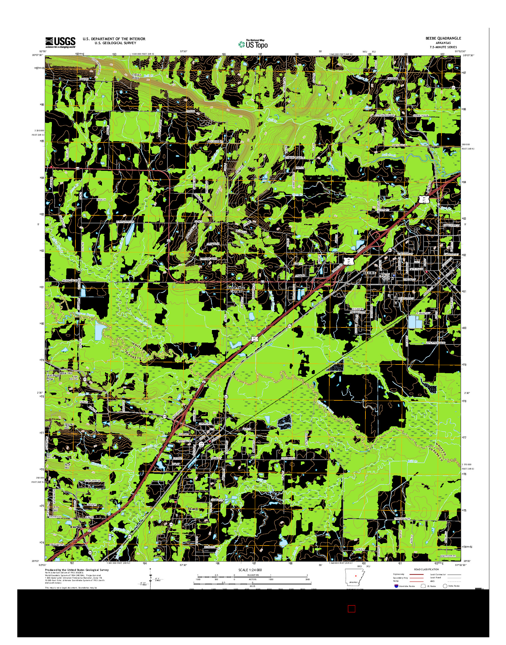 USGS US TOPO 7.5-MINUTE MAP FOR BEEBE, AR 2017