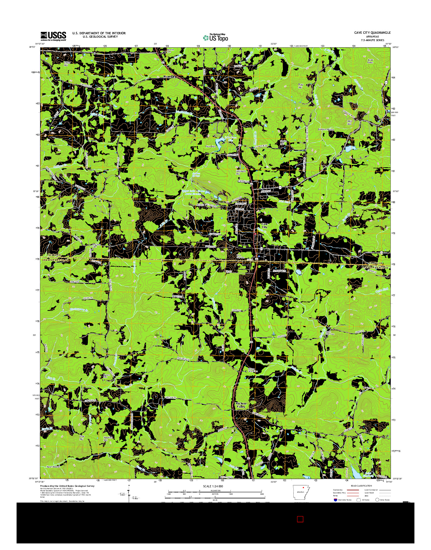 USGS US TOPO 7.5-MINUTE MAP FOR CAVE CITY, AR 2017