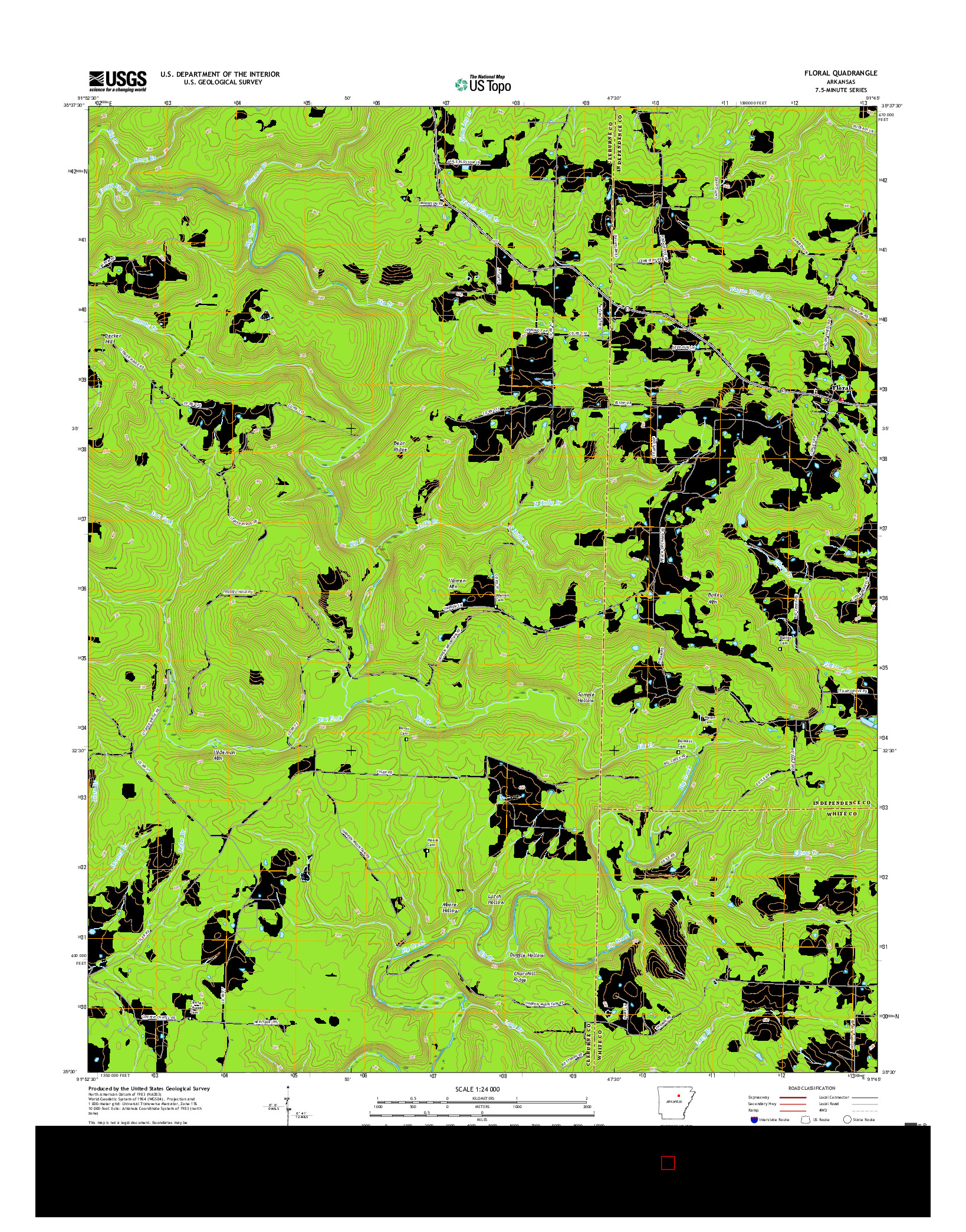 USGS US TOPO 7.5-MINUTE MAP FOR FLORAL, AR 2017