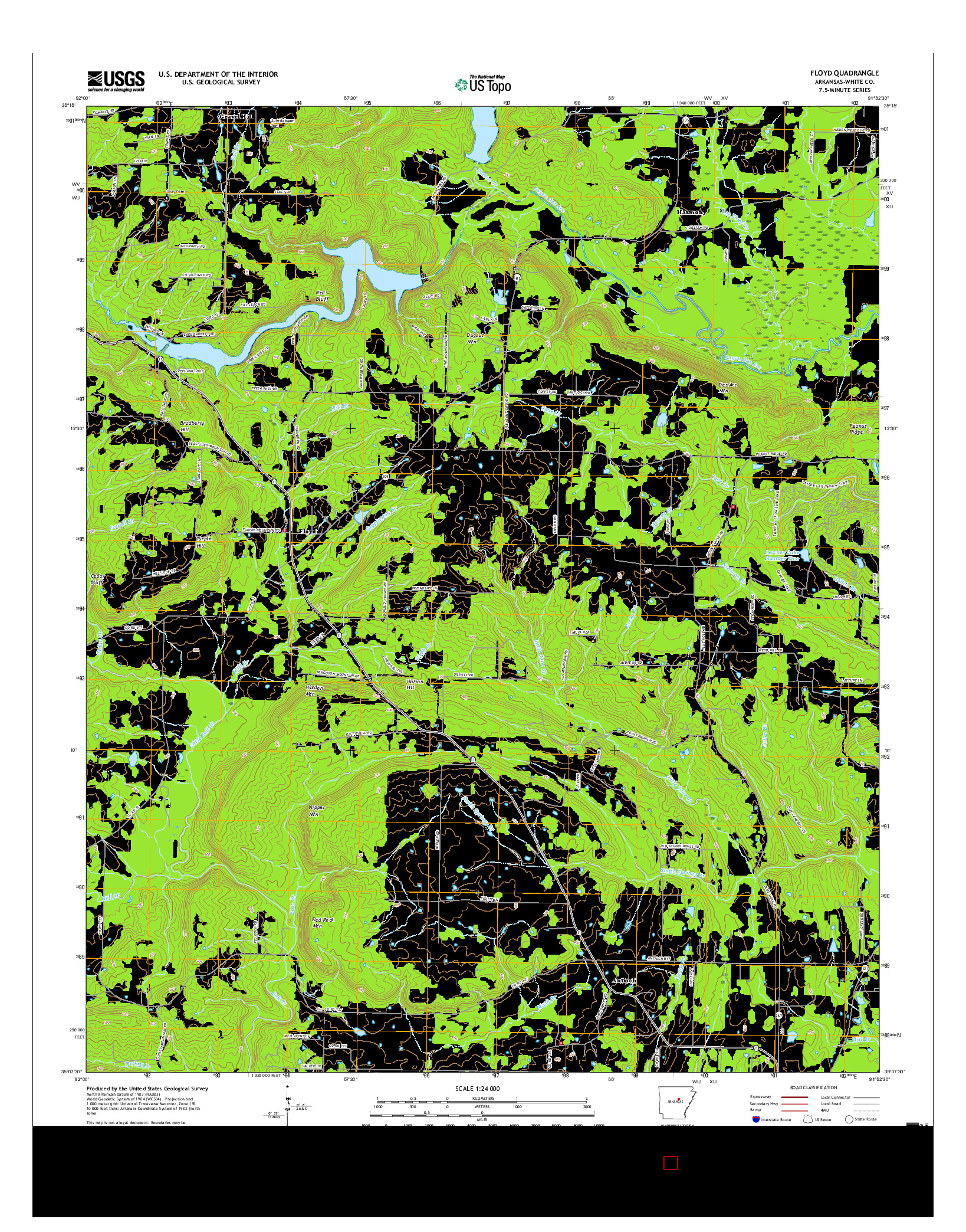 USGS US TOPO 7.5-MINUTE MAP FOR FLOYD, AR 2017