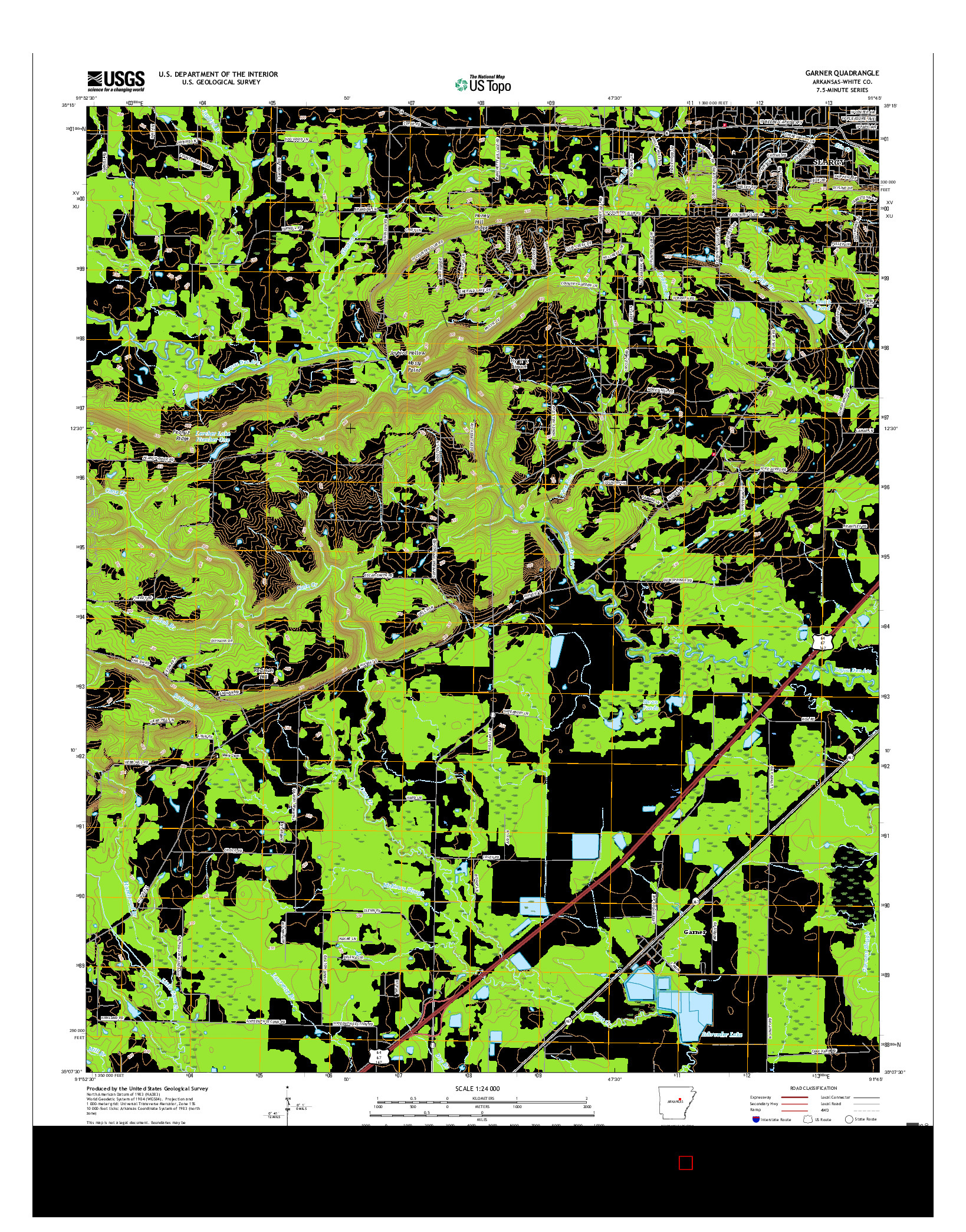 USGS US TOPO 7.5-MINUTE MAP FOR GARNER, AR 2017