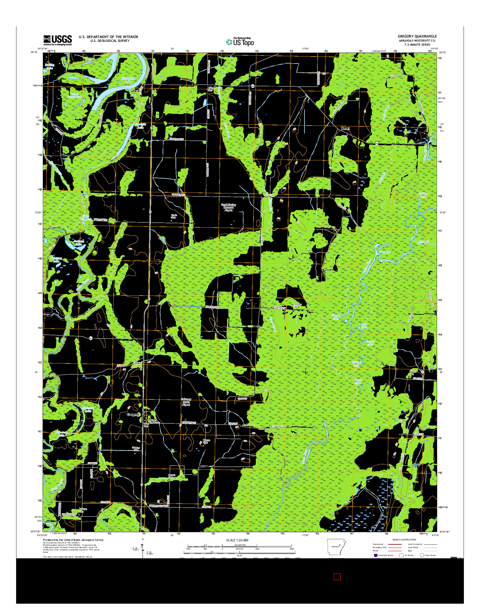 USGS US TOPO 7.5-MINUTE MAP FOR GREGORY, AR 2017