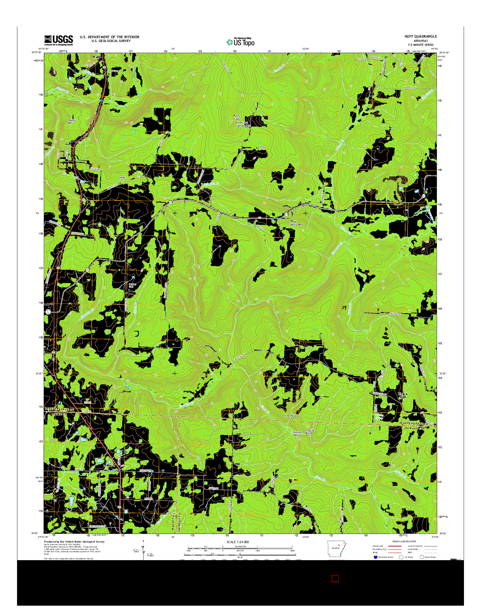 USGS US TOPO 7.5-MINUTE MAP FOR HUFF, AR 2017