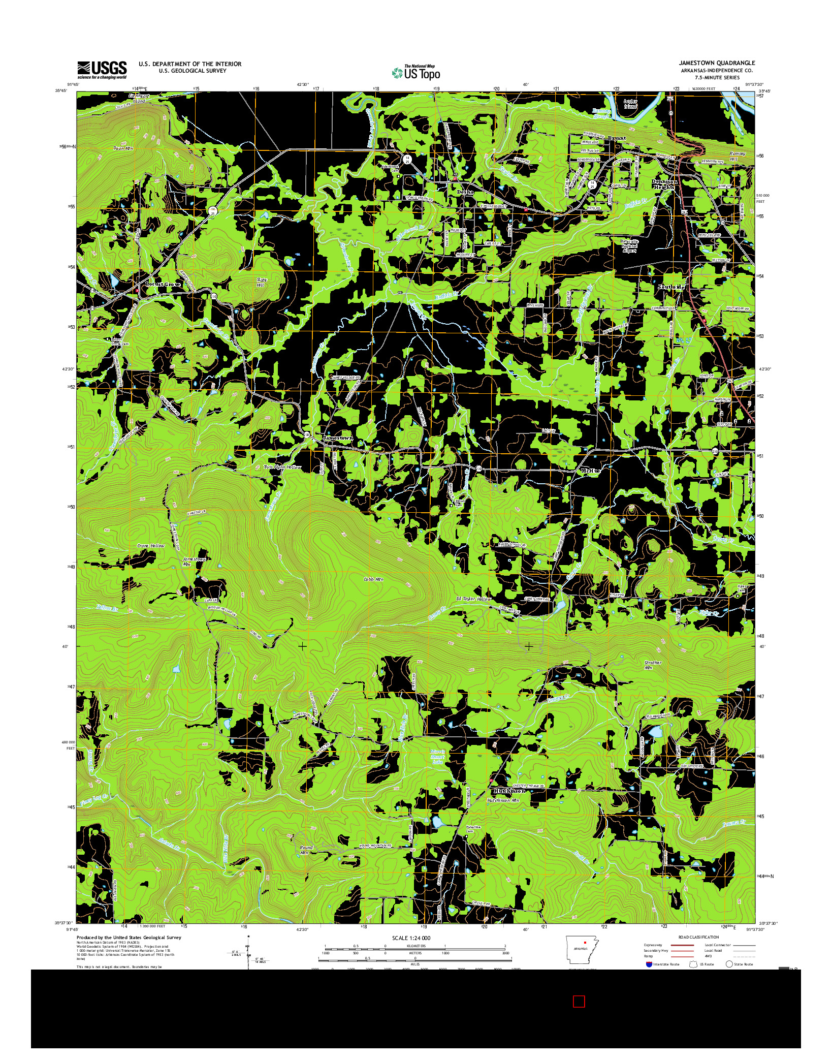 USGS US TOPO 7.5-MINUTE MAP FOR JAMESTOWN, AR 2017