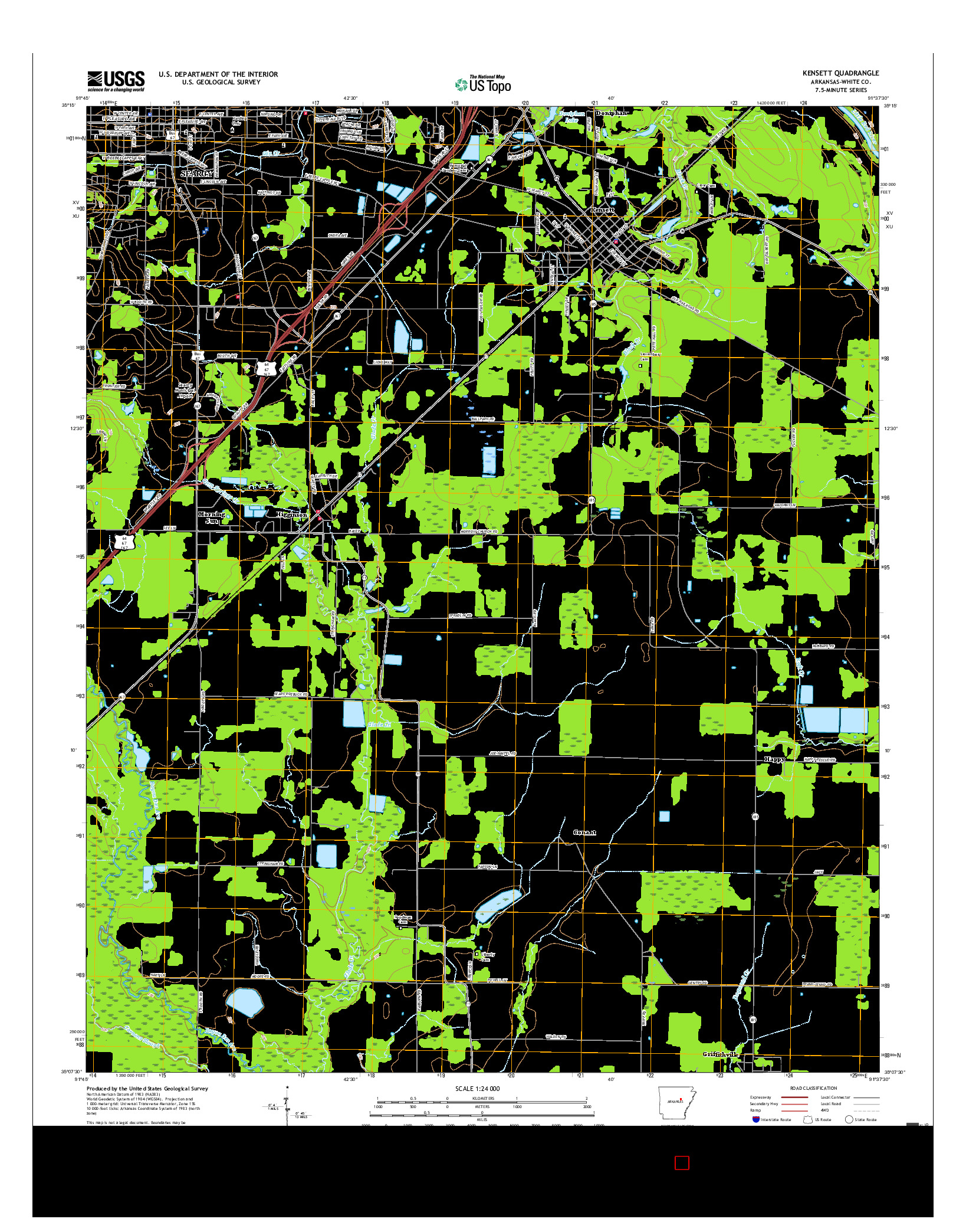 USGS US TOPO 7.5-MINUTE MAP FOR KENSETT, AR 2017